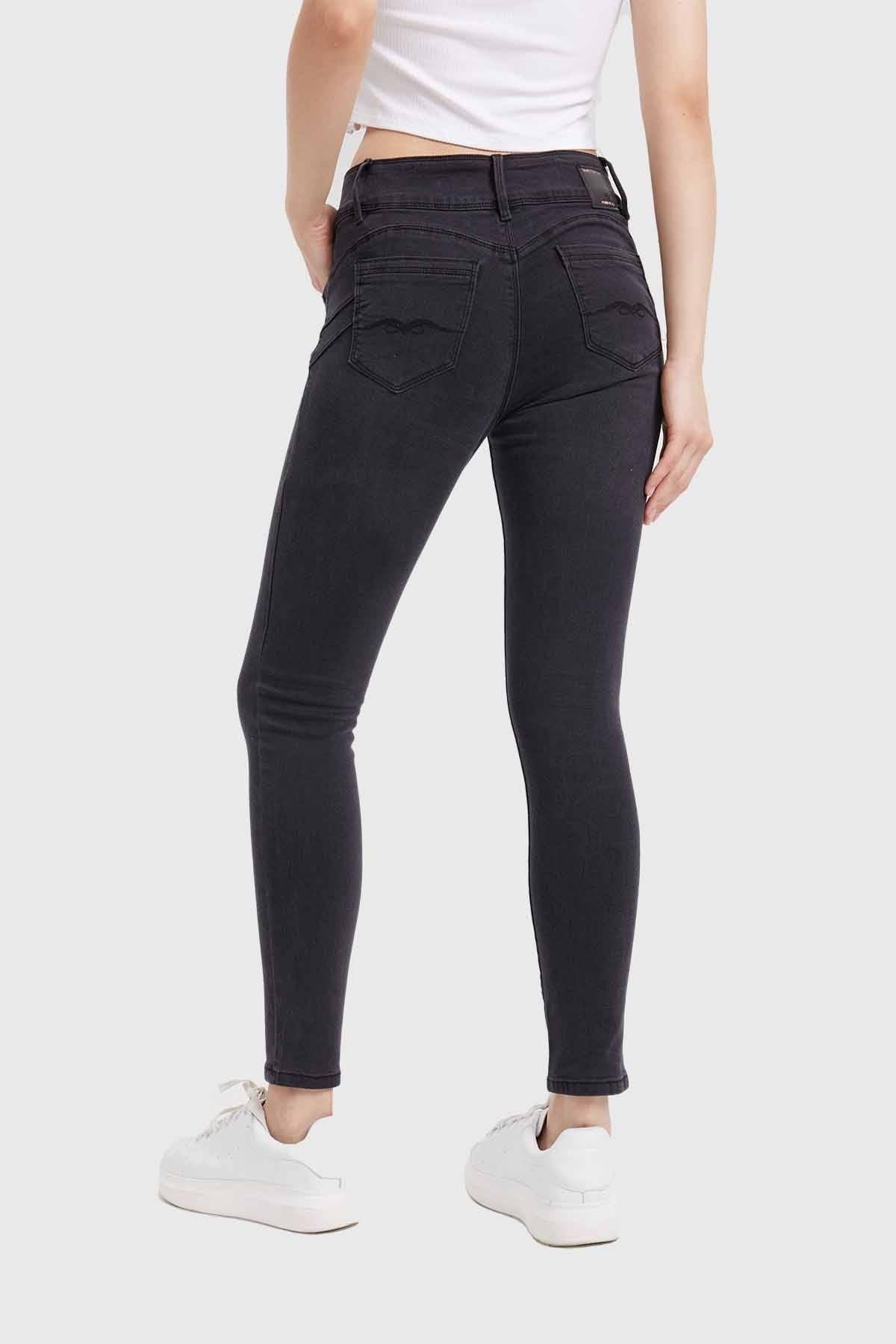 Jeans Mujer Skinny Kim Lavado Negro-2