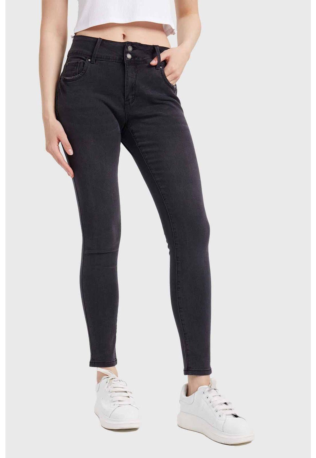 Jeans Mujer Skinny Kim Lavado Negro-0