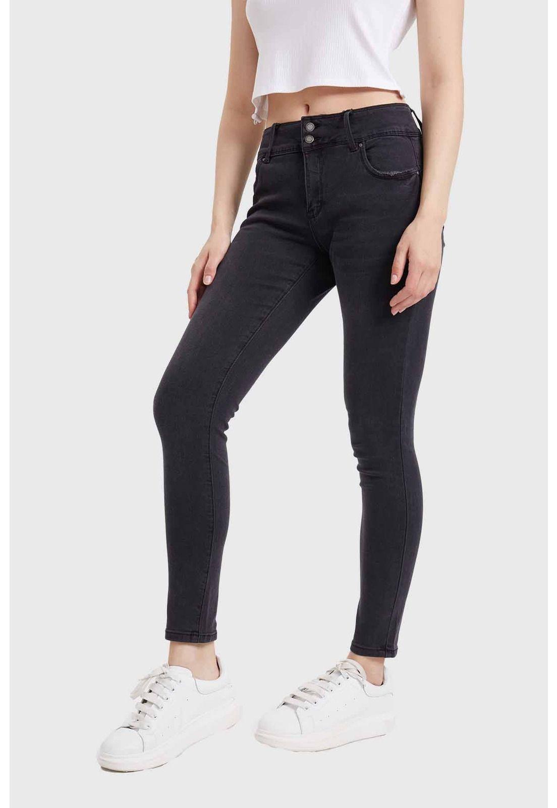 Jeans Mujer Skinny Kim Lavado Negro-1