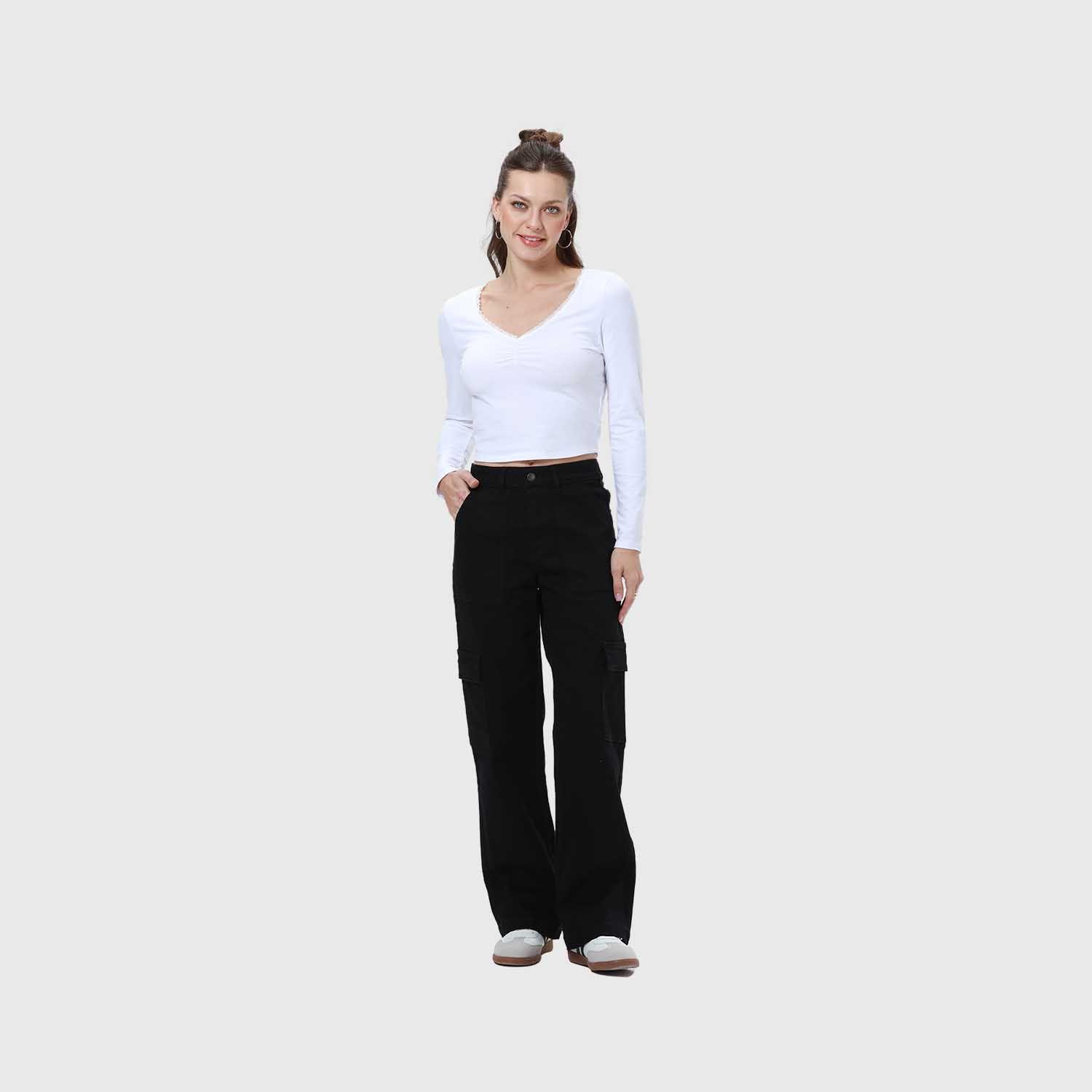 Jeans Mujer Color Calce Recto Negro-3