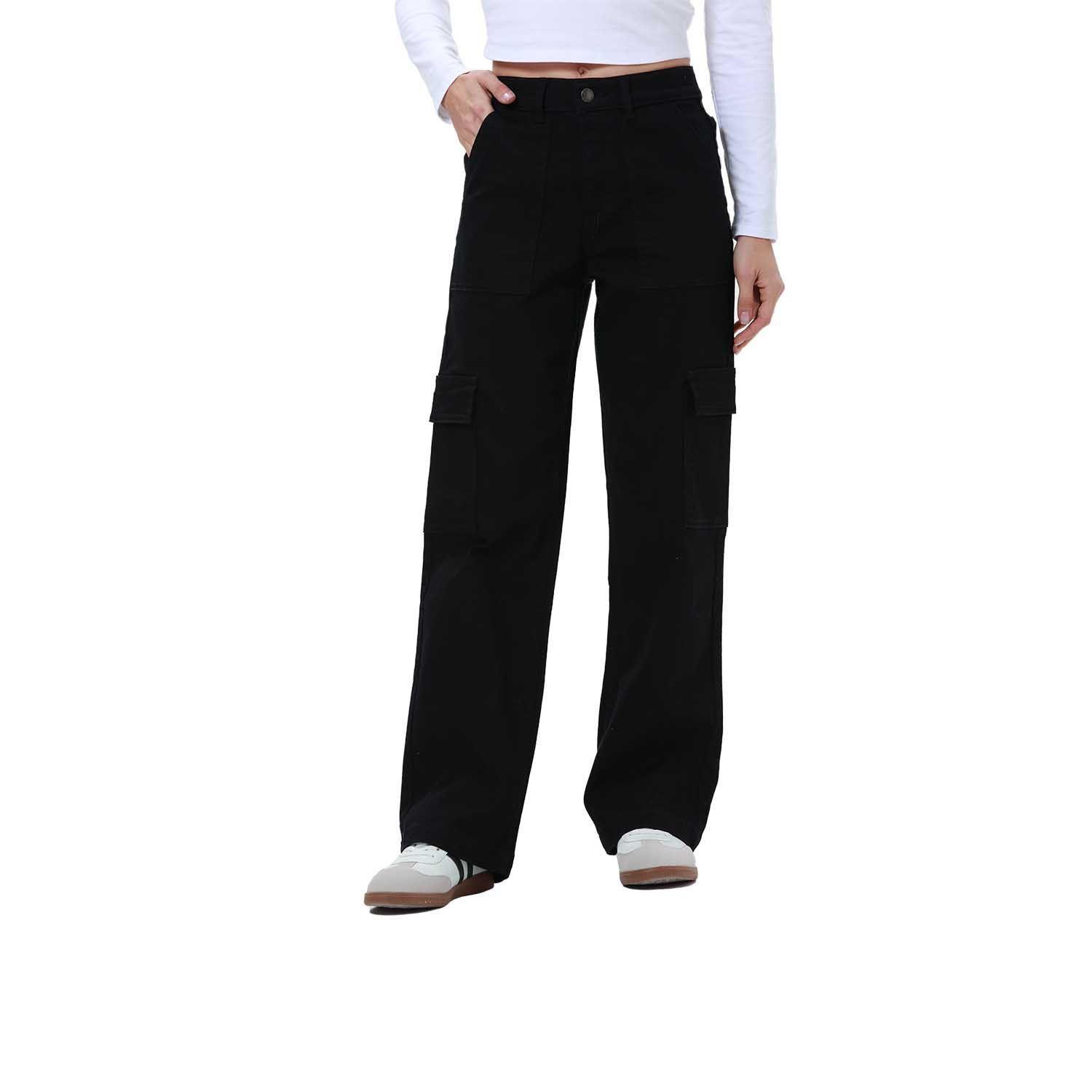 Jeans Mujer Color Calce Recto Negro-0