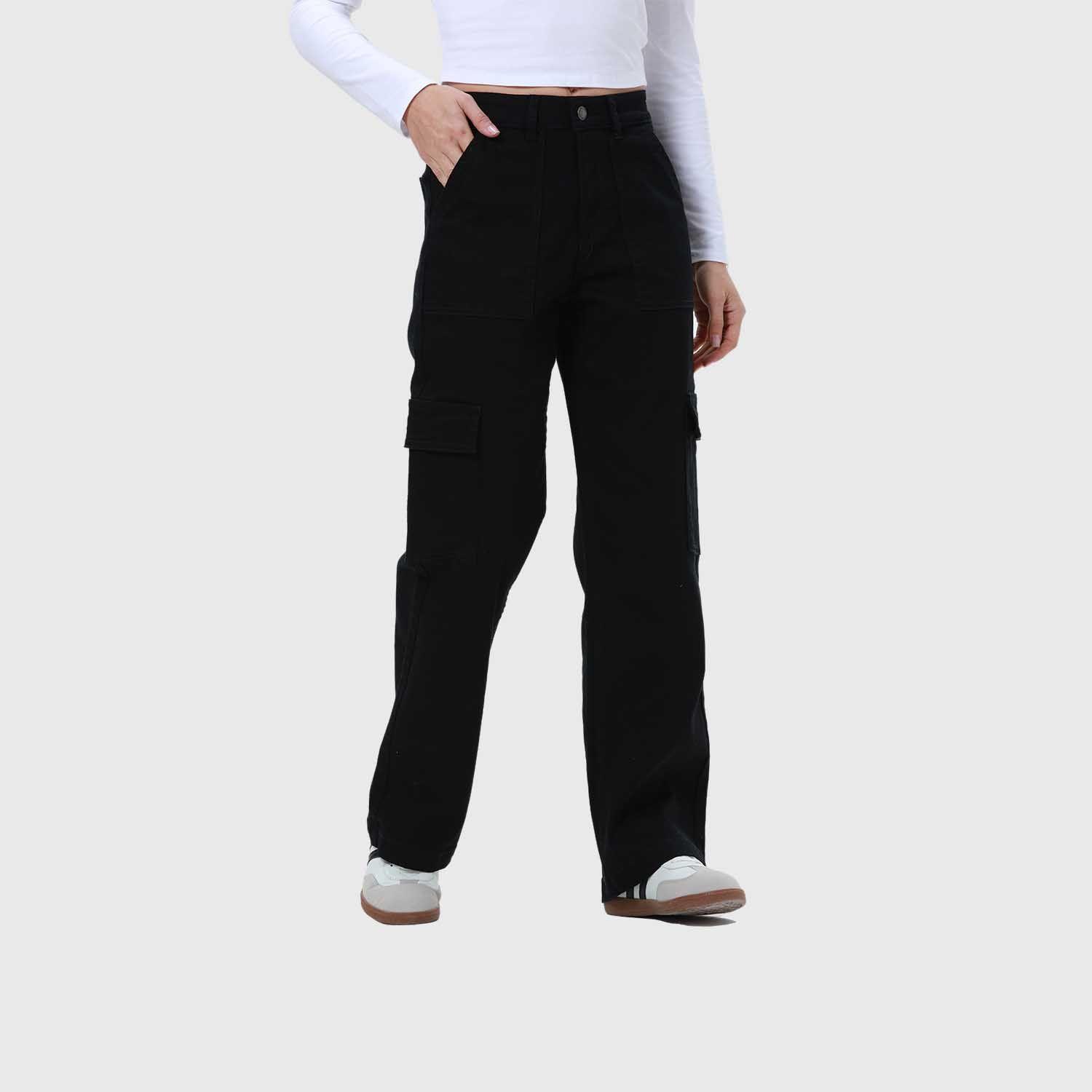 Jeans Mujer Color Calce Recto Negro-1