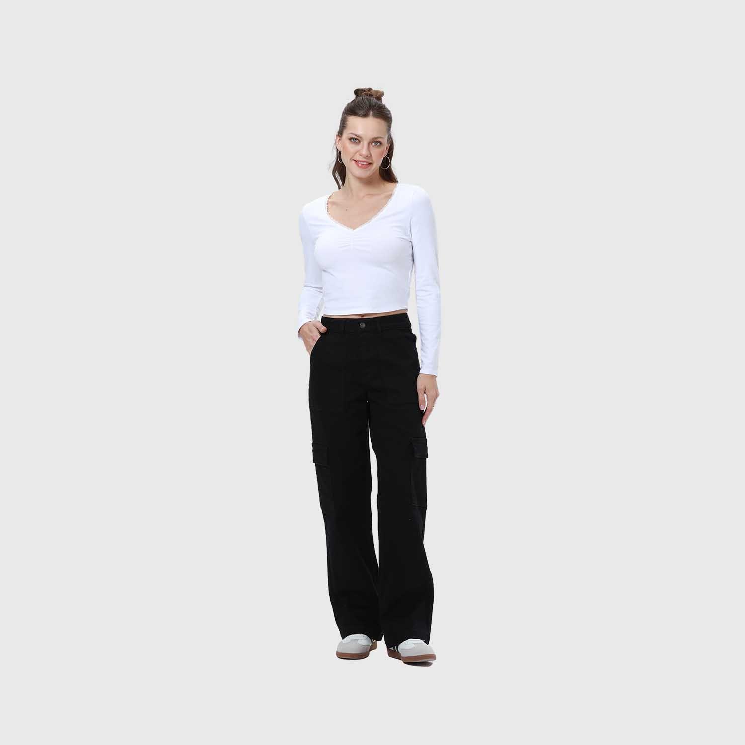Jeans Mujer Color Calce Recto Negro-3