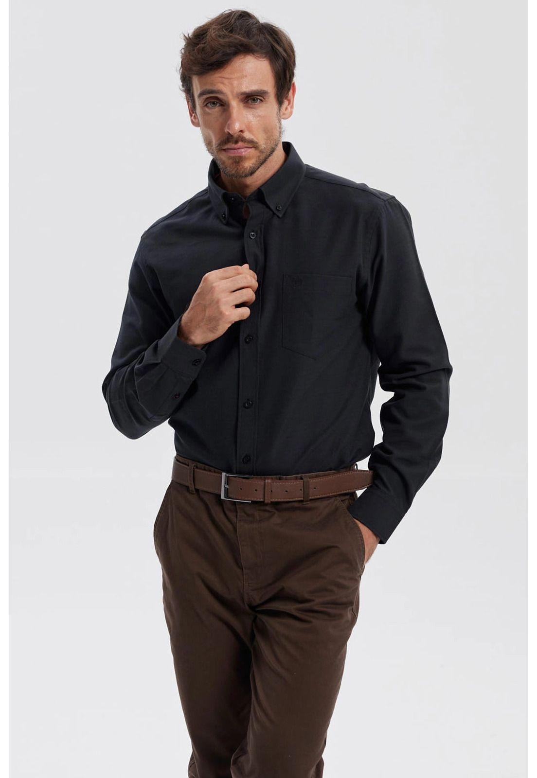 Camisa Hombre Oxford Negro - lll-0