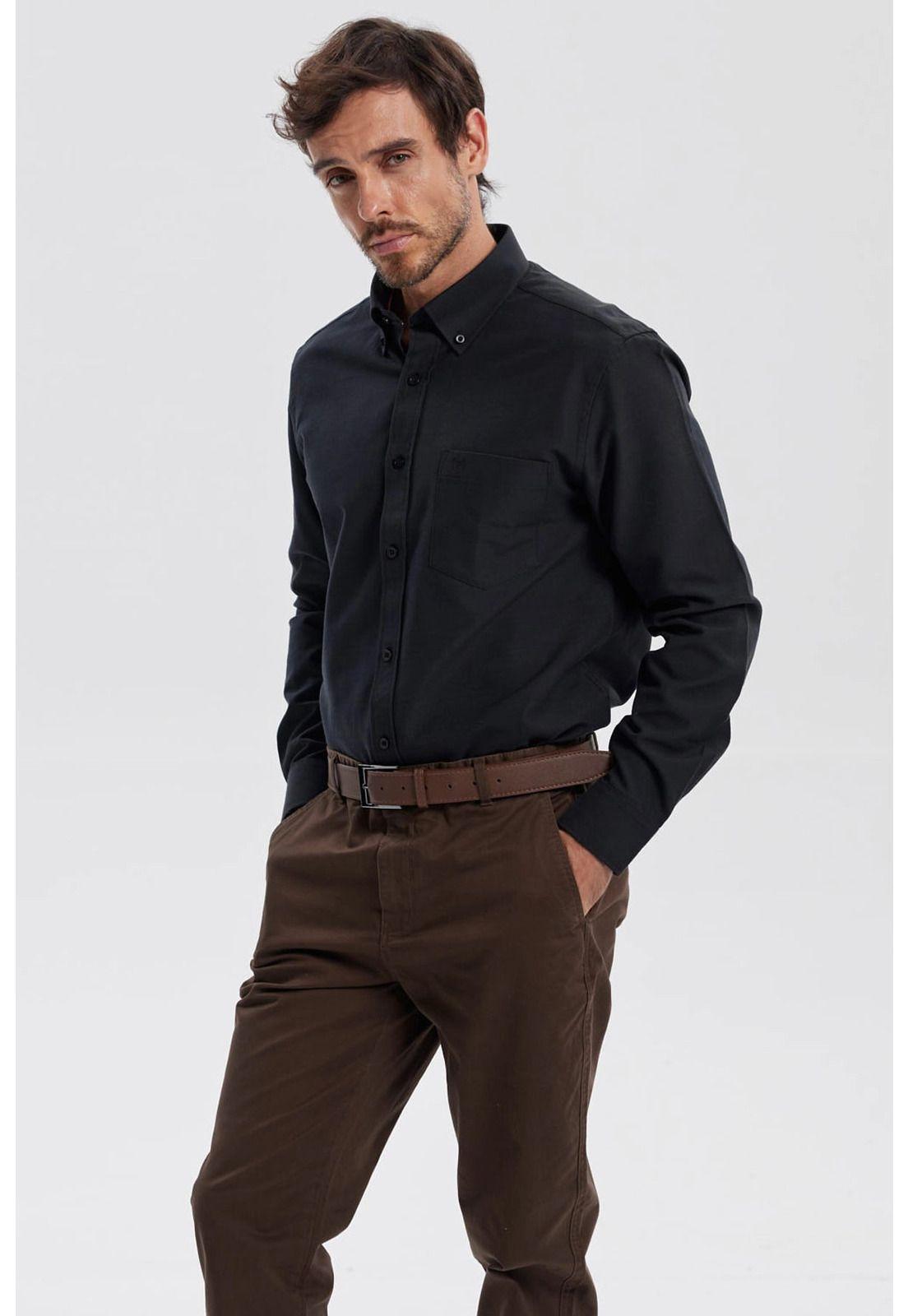 Camisa Hombre Oxford Negro - lll-1
