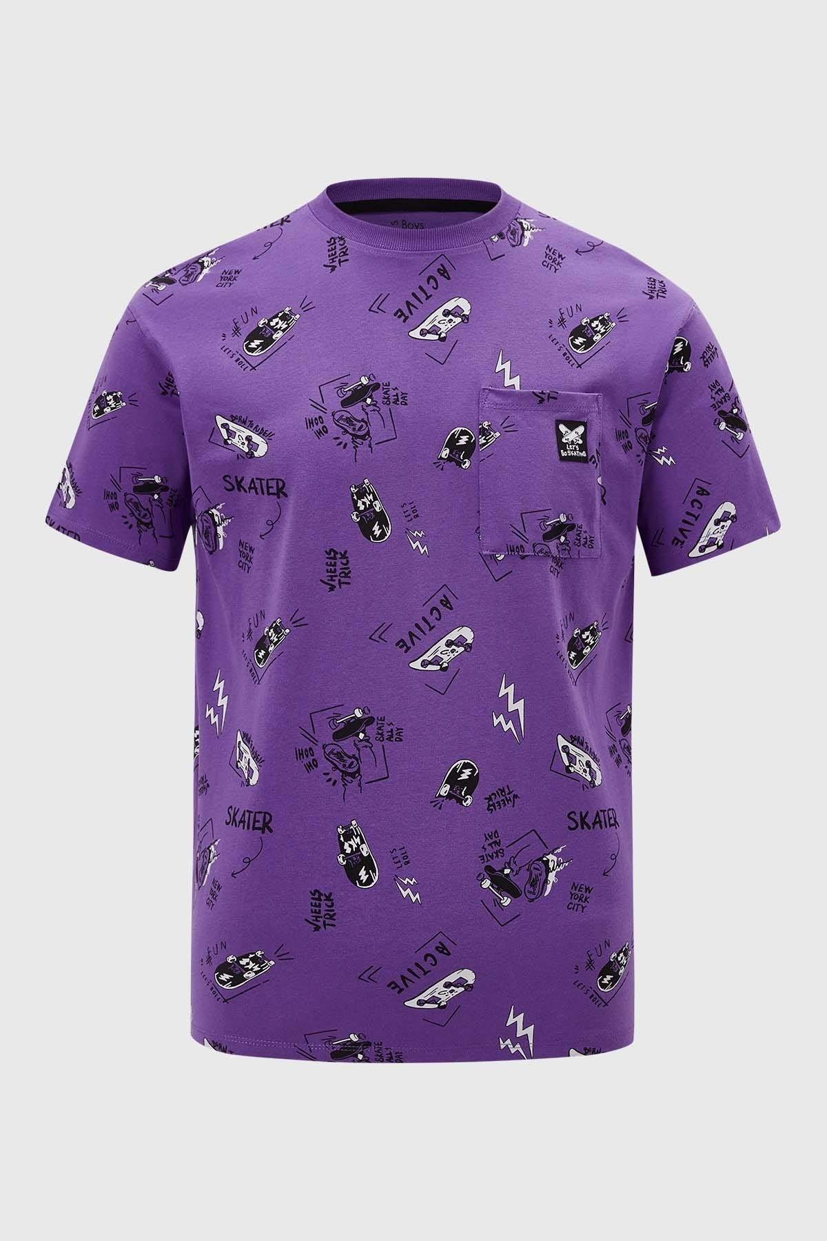 Polera Niño Print Oversize Morado-0