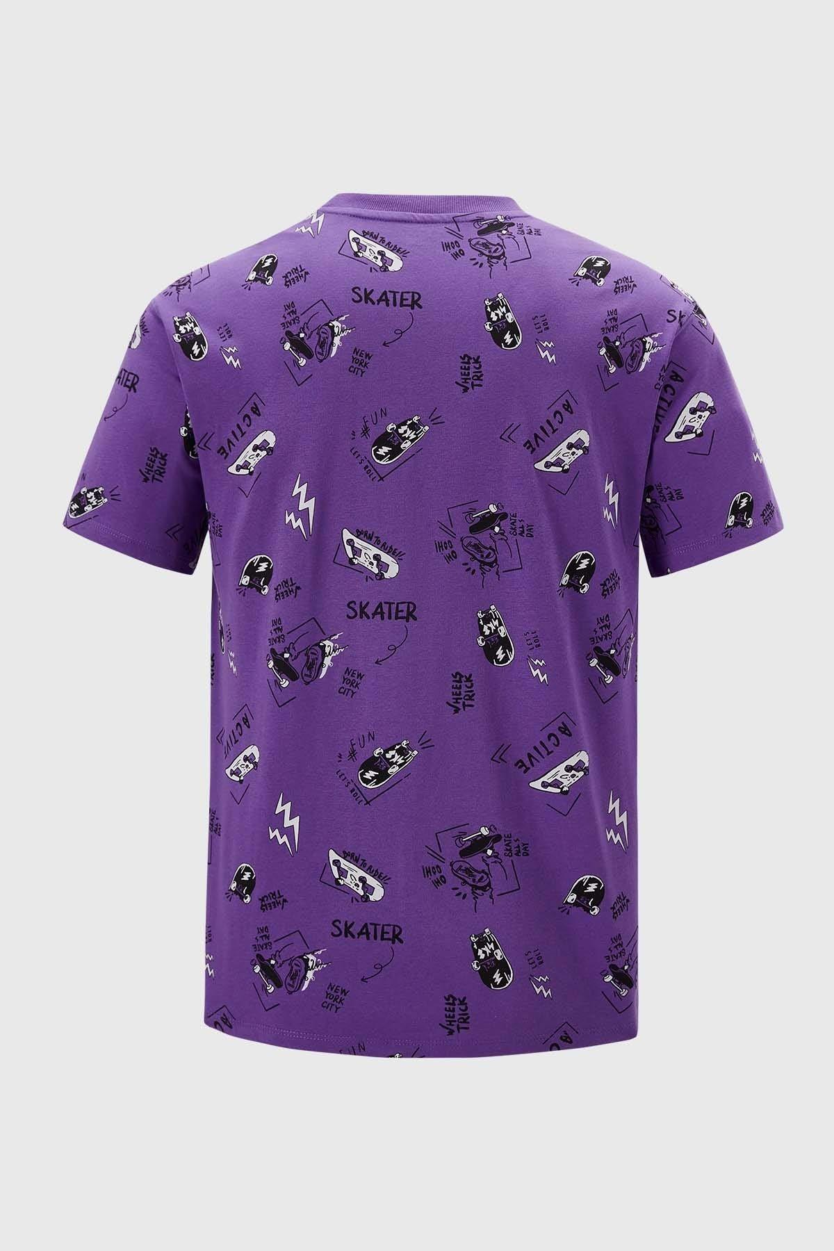 Polera Niño Print Oversize Morado-1