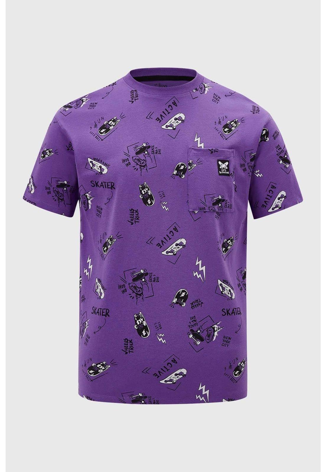 Polera Niño Print Oversize Morado-0