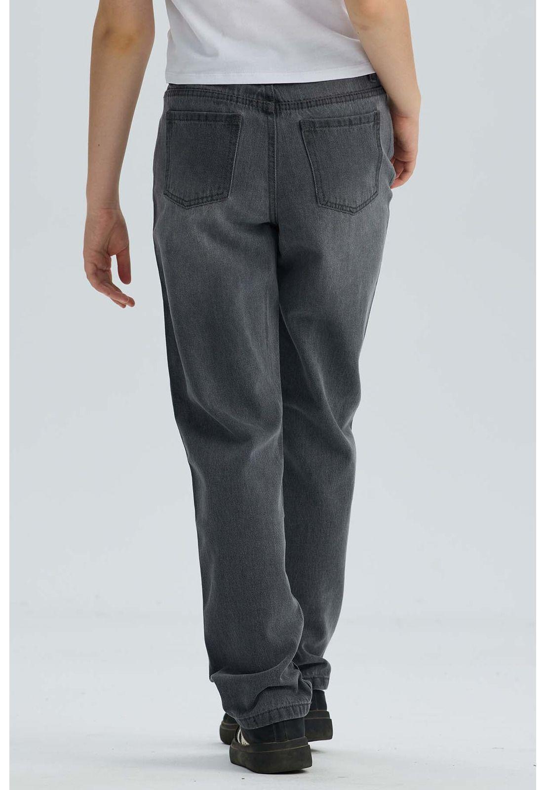 Jeans Niña Mom Con Strass Gris-1