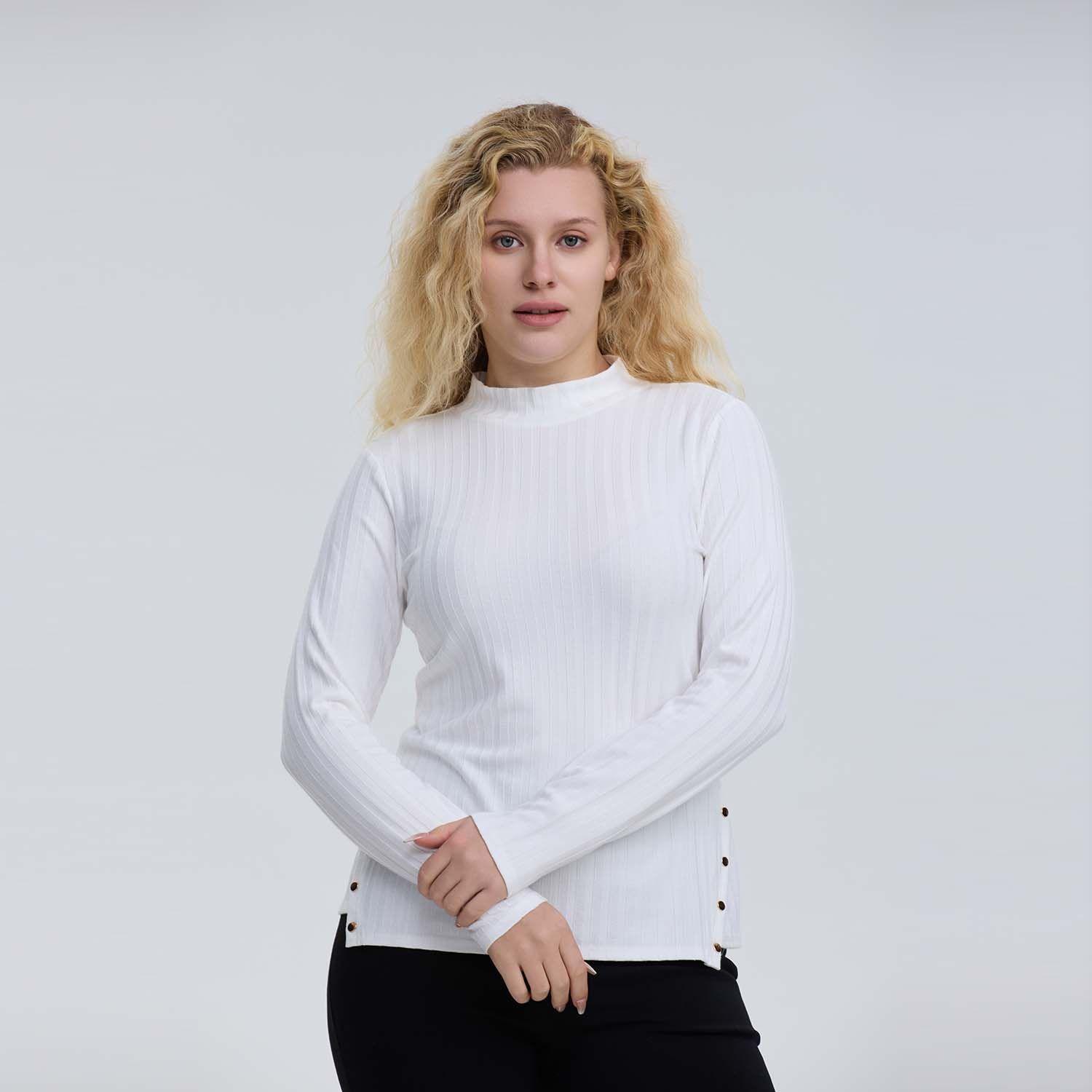 Polera Mujer Abertura A Los Costados Crudo-0