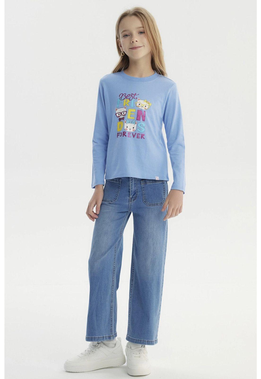 Polera Niña Básica Toddler Celeste - ll-3