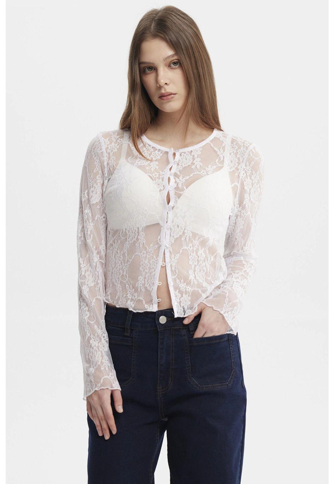 Polera Mujer Botones Blanco - ll-0