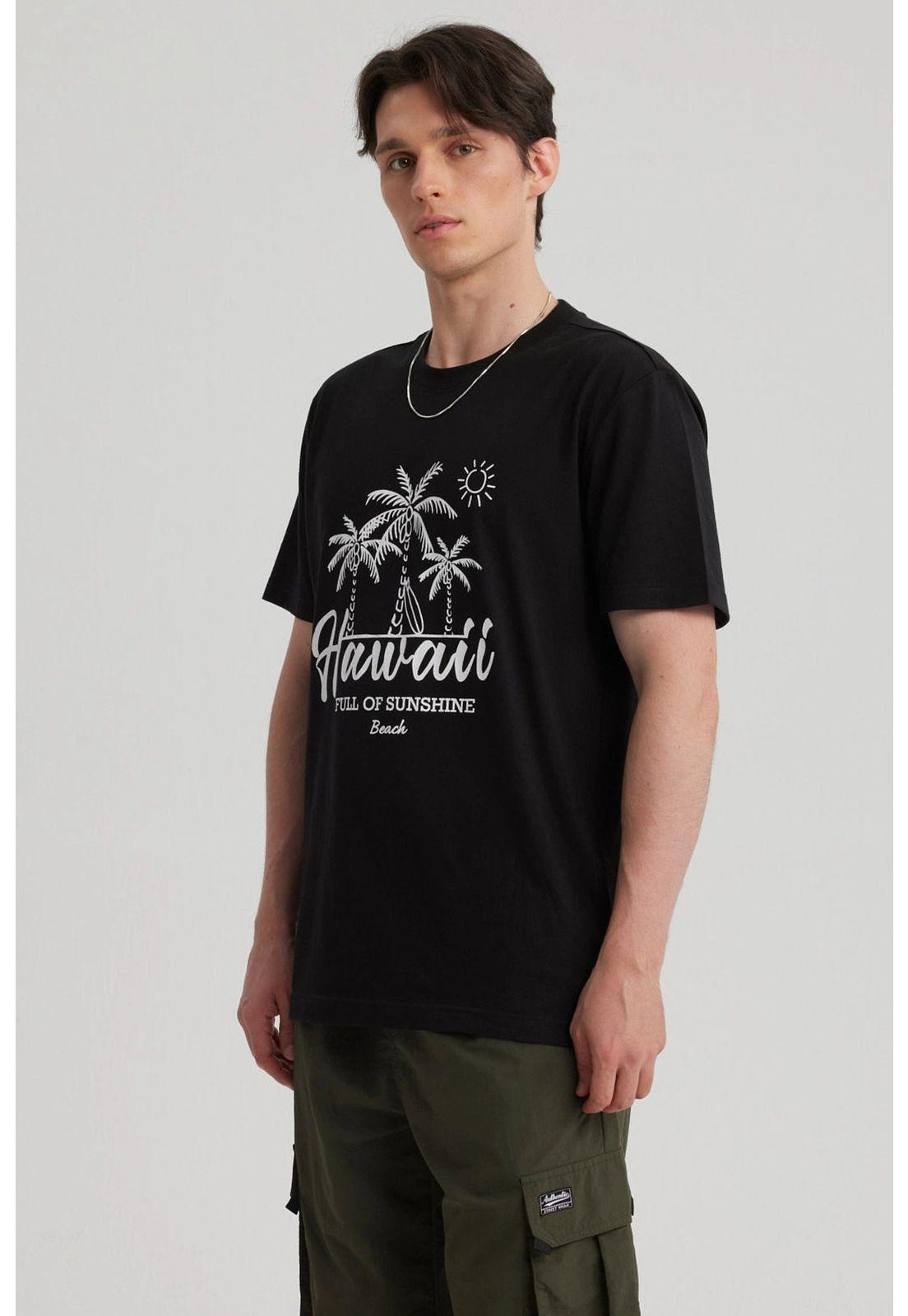 Polera Hombre Print Regular Fit Negro - ll-5