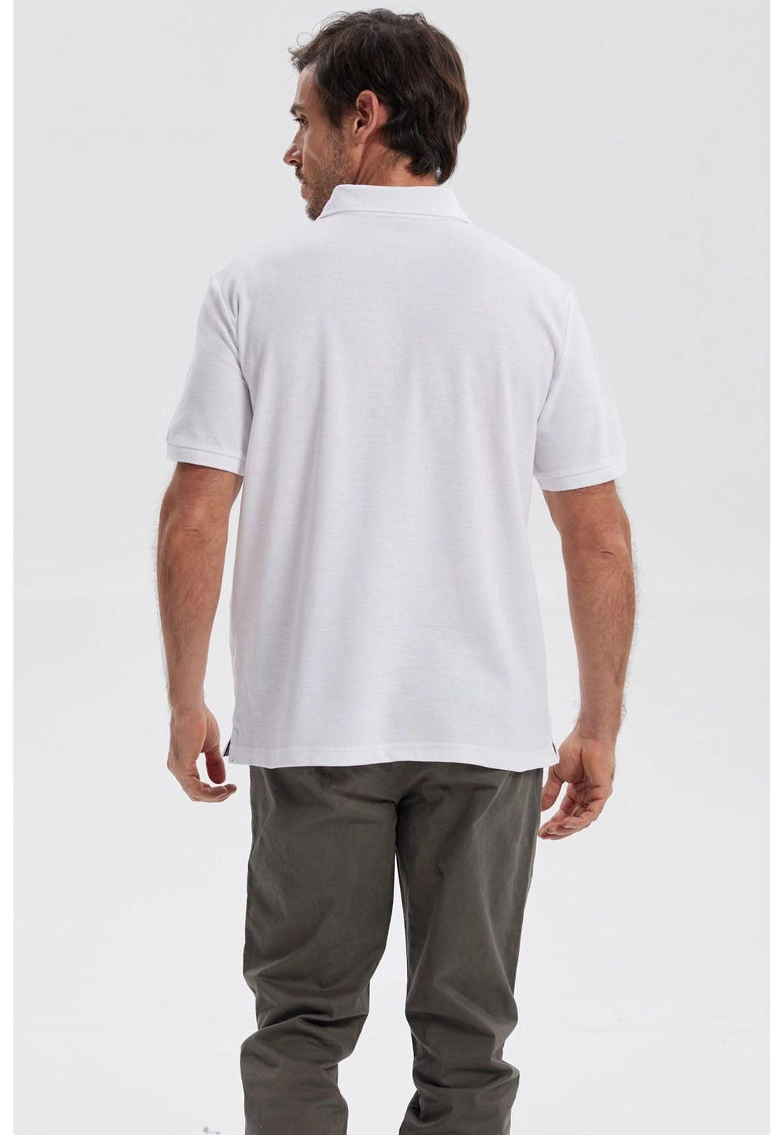 Polera Hombre Piqué Básica Lisa Blanco - V-2