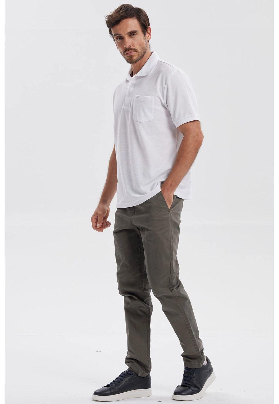 Polera Hombre Piqué Básica Lisa Blanco - V-3