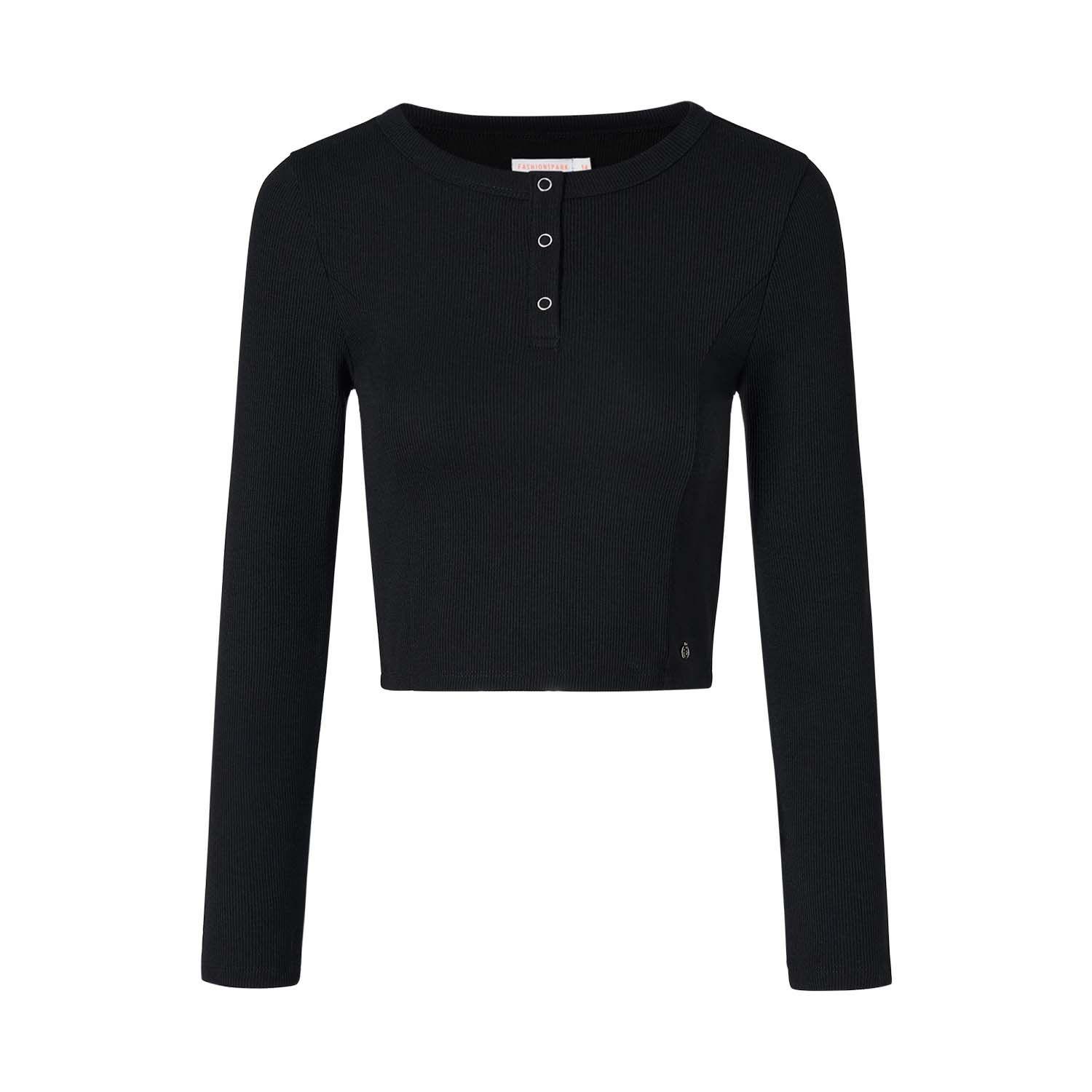 Polera Niña Con Botones Negro Fashion's Park-0