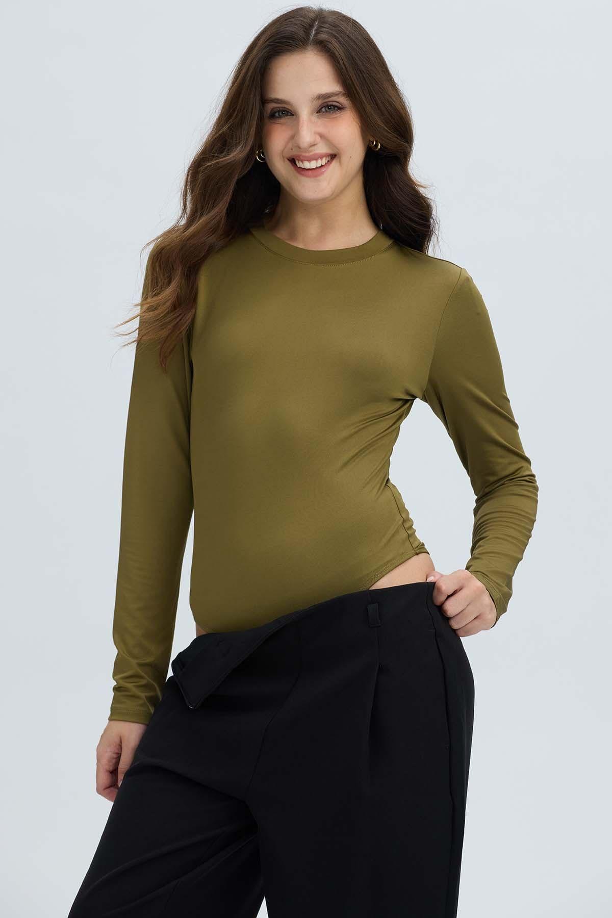 Polera Mujer Body Verde Militar-0