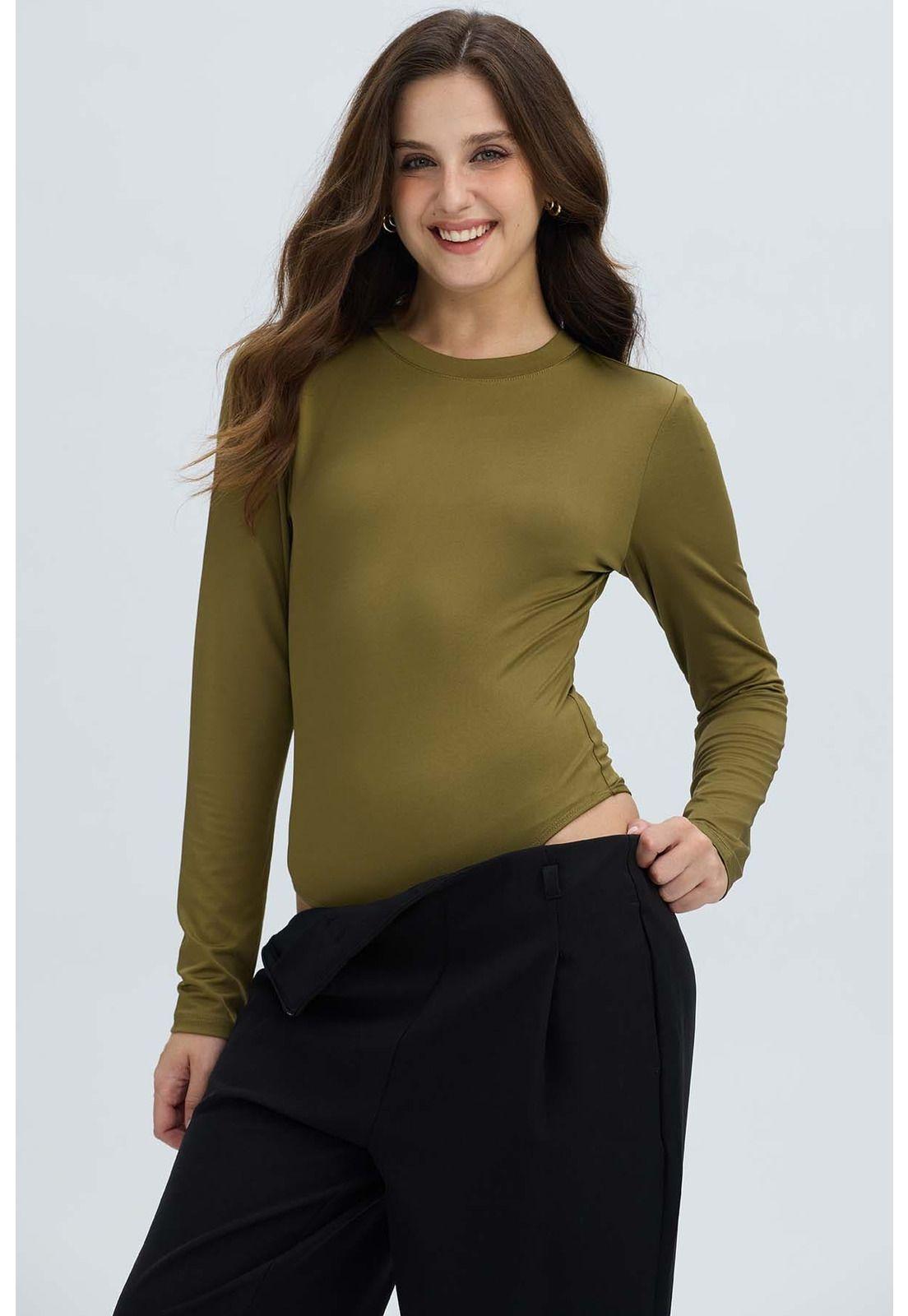 Polera Mujer Body Verde Militar-0