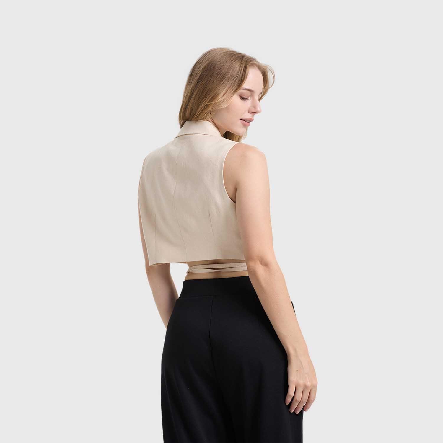 Blazer Mujer Tiras Beige Claro Fashion's Park-2