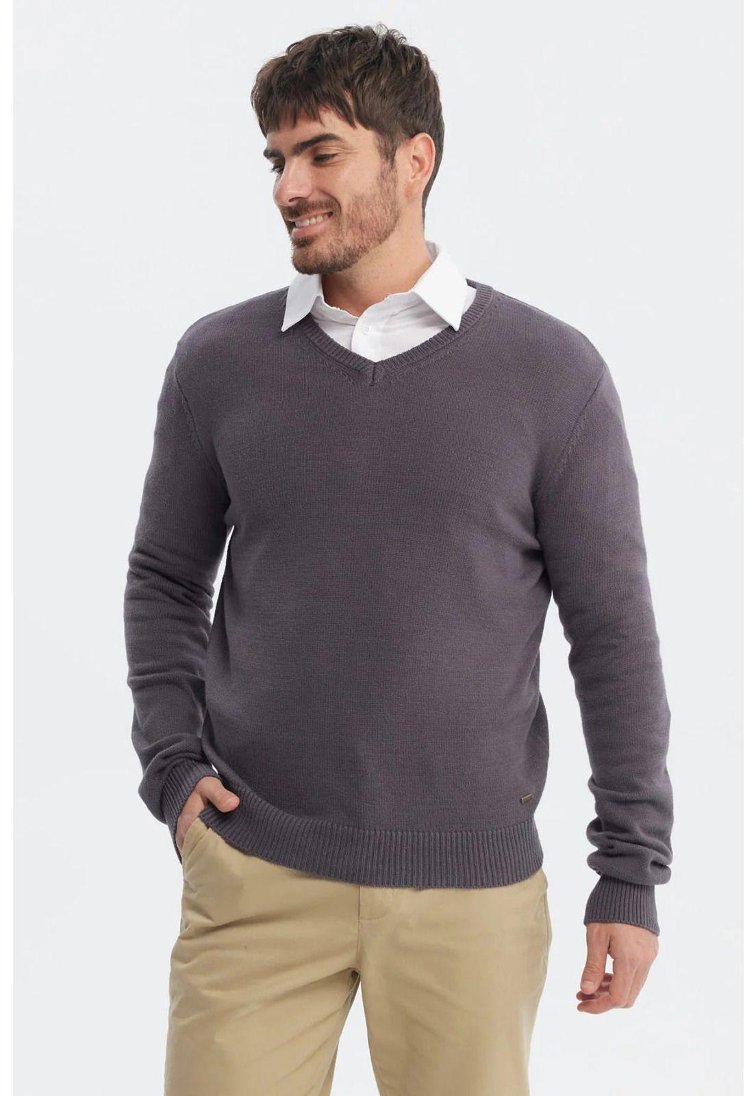 Sweater Hombre Básico Gris Melange-0