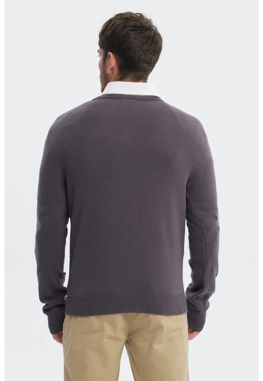 Sweater Hombre Básico Gris Melange-2