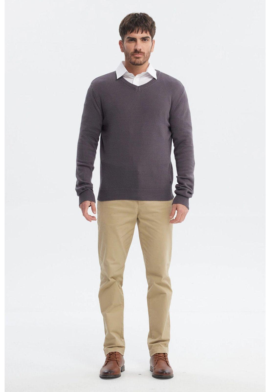 Sweater Hombre Básico Gris Melange-3