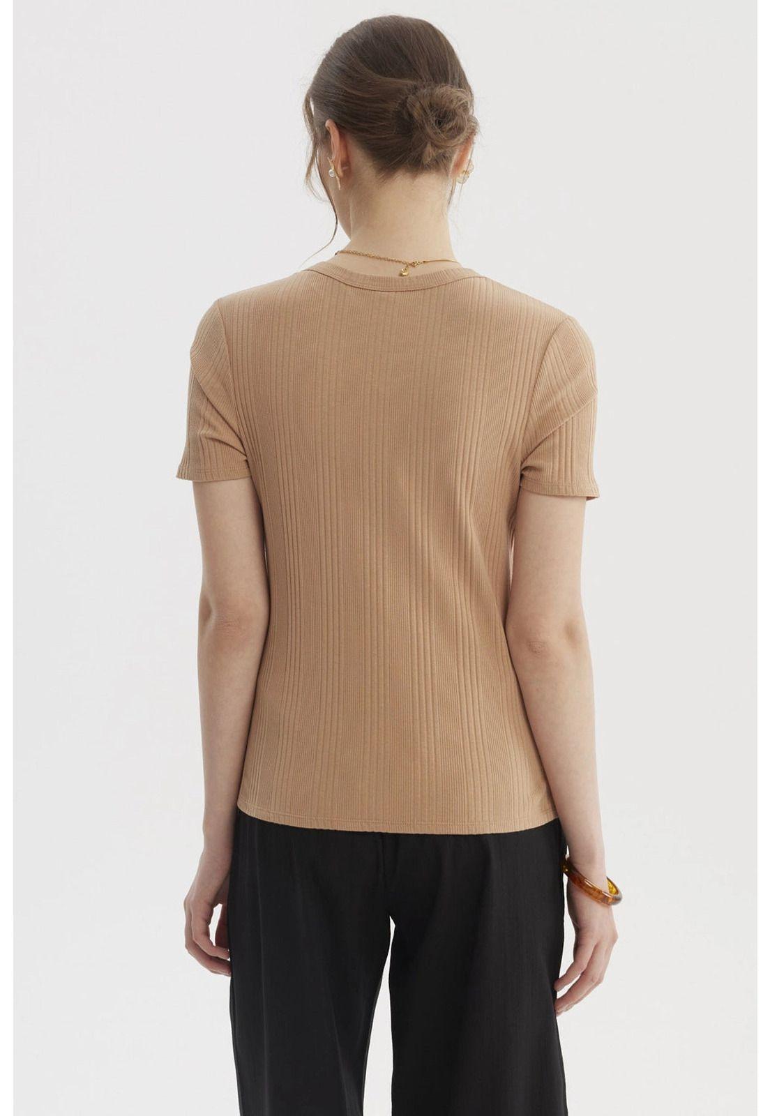 Polera Mujer Lisa Rib Beige Oscuro-2
