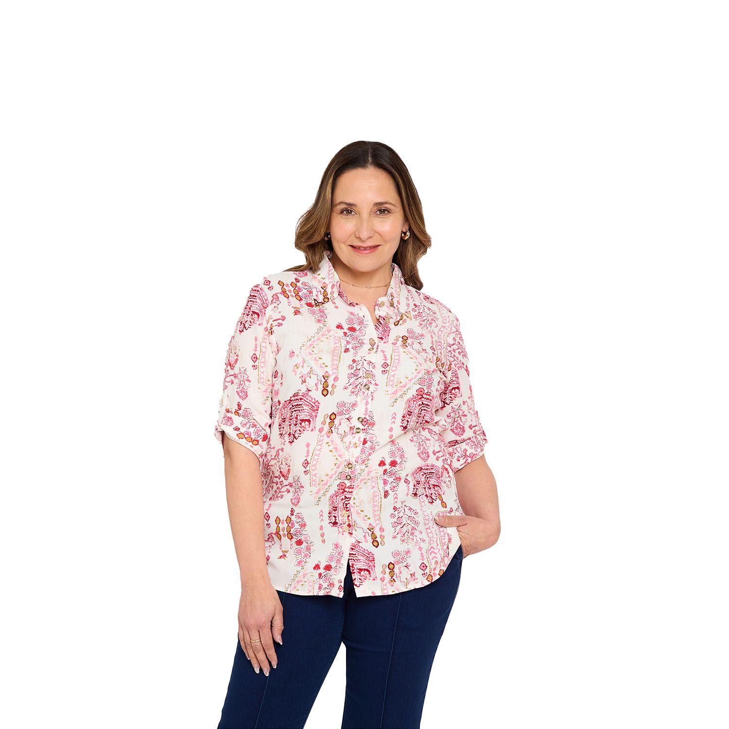 Blusa Mujer Abotonada Roll Up Crudo Fashion's Park-0