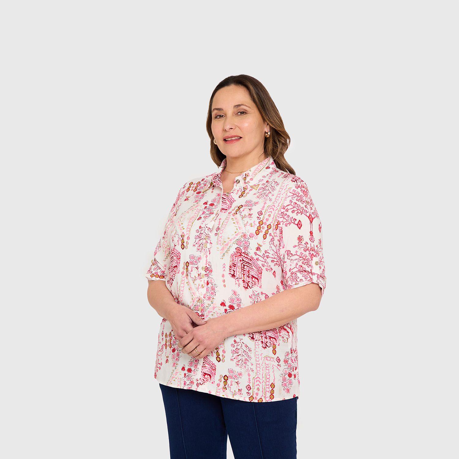 Blusa Mujer Abotonada Roll Up Crudo Fashion's Park-2