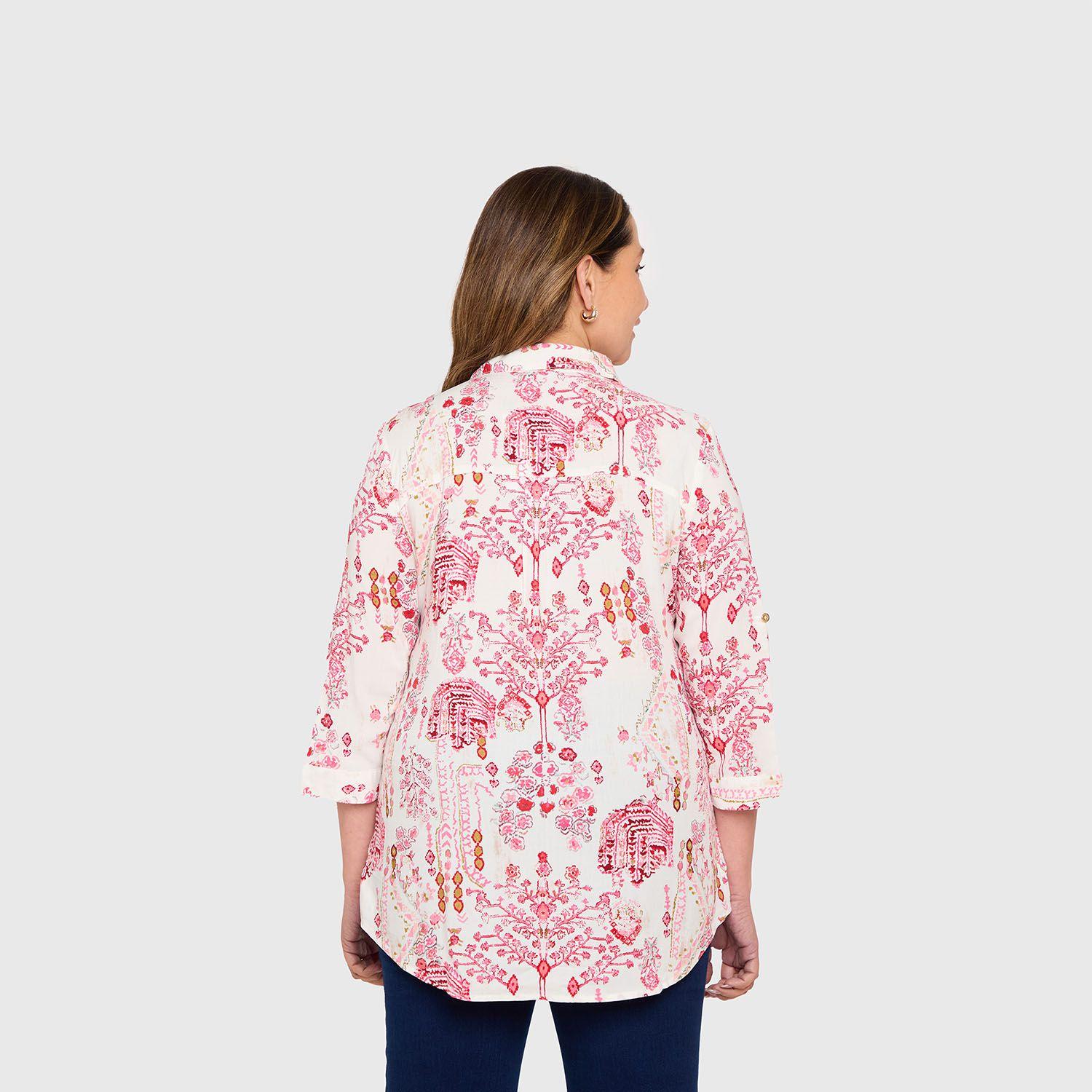 Blusa Mujer Abotonada Roll Up Crudo Fashion's Park-4