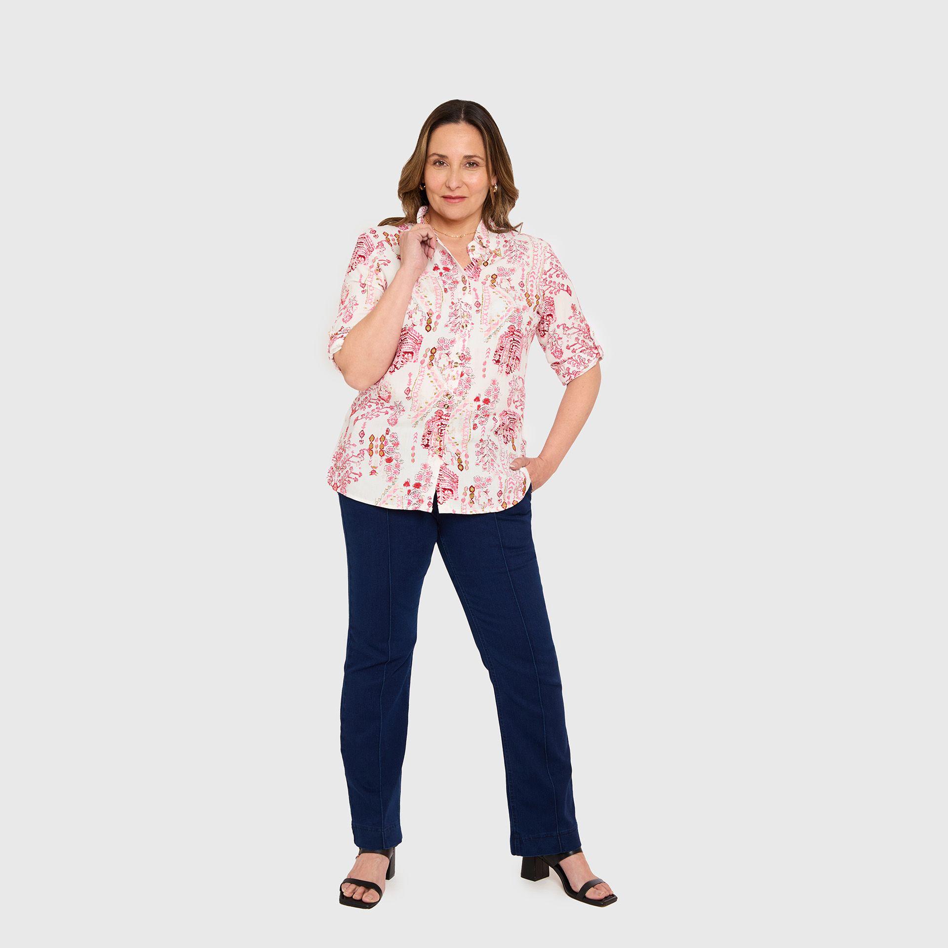 Blusa Mujer Abotonada Roll Up Crudo Fashion's Park-6