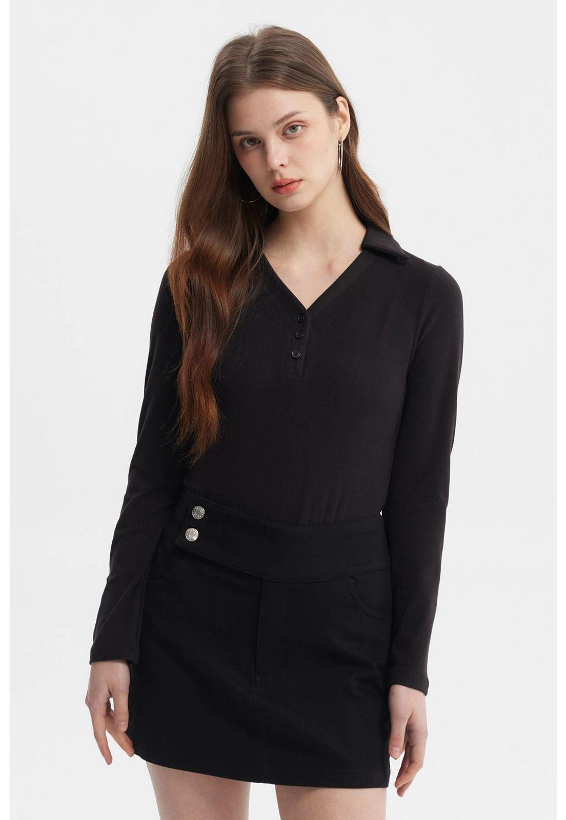 Polera Mujer Manga Larga Negro - ll-0