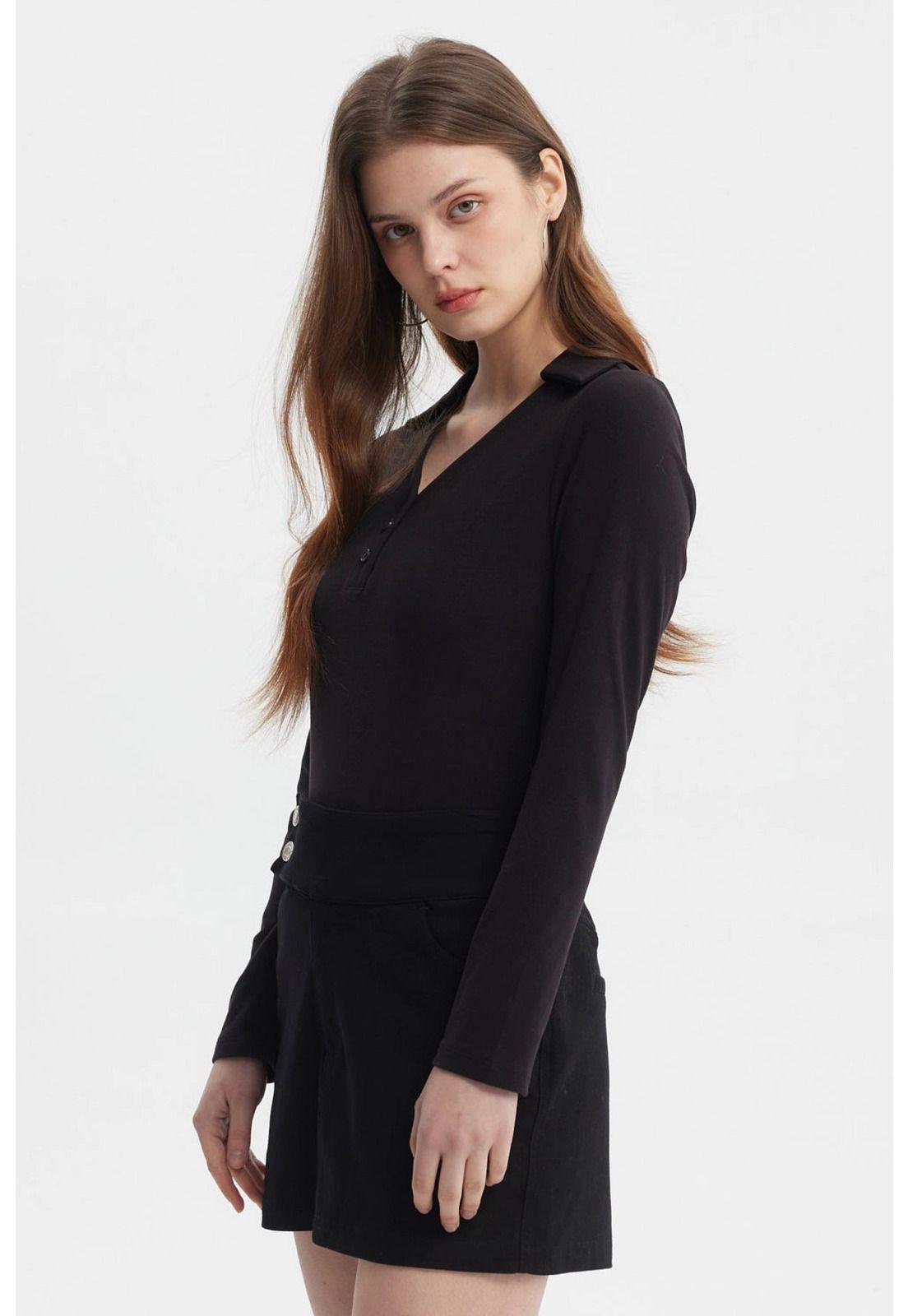 Polera Mujer Manga Larga Negro - ll-1