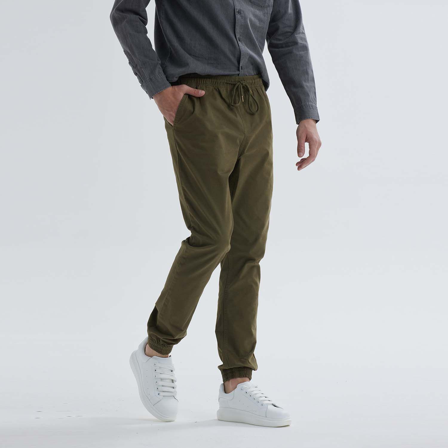 Pantalón Jogger Twill Verde Militar Hombre-1