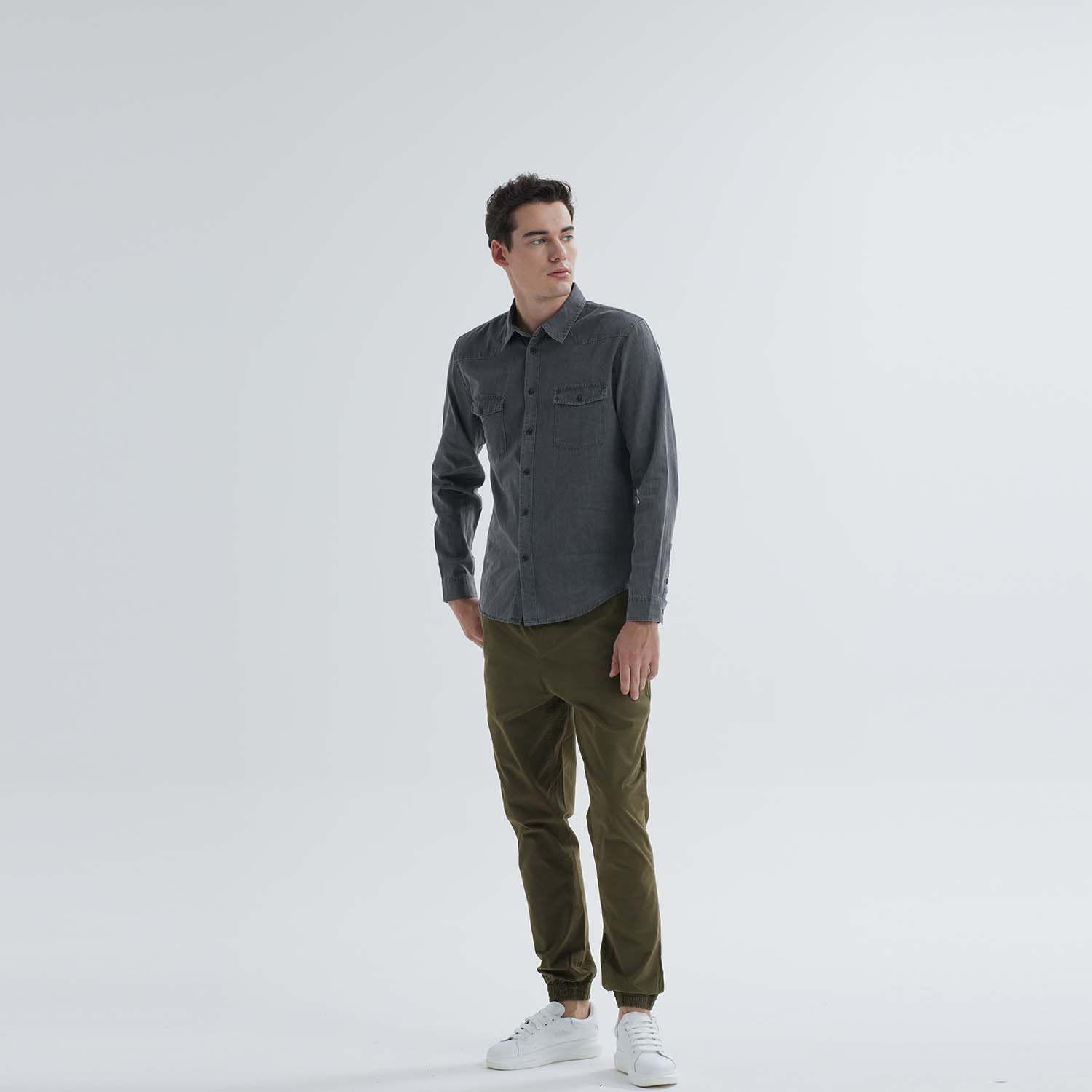 Pantalón Jogger Twill Verde Militar Hombre-3