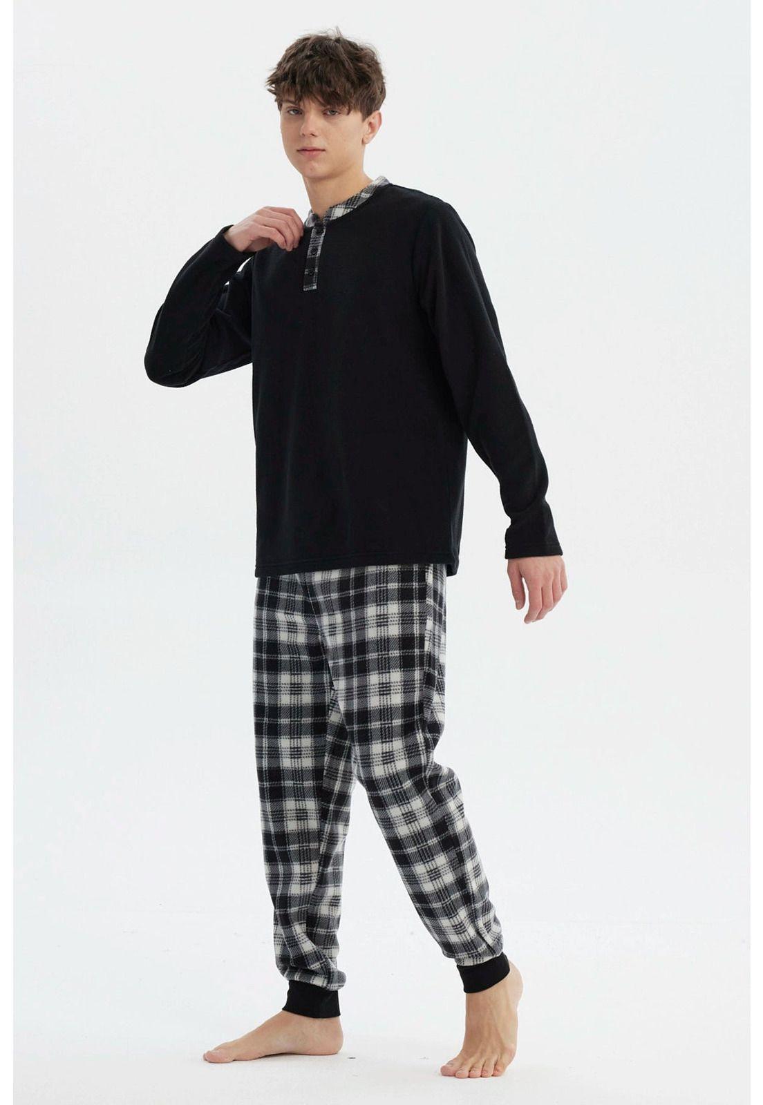 Pijama Hombre Pijama Polera Y Pantalón Negro - lll-2