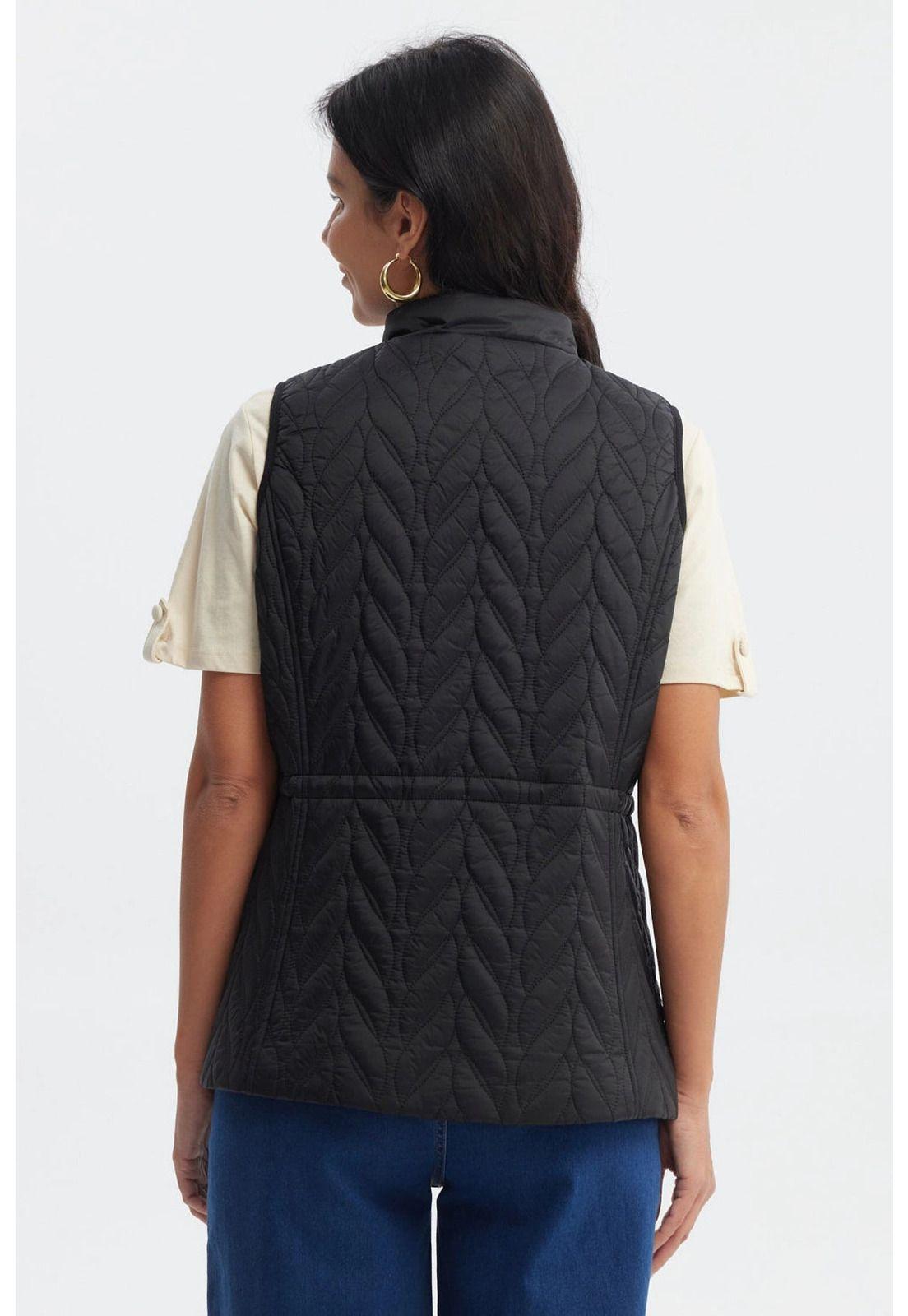 Parka Mujer Con Rombos Negro - ll-2