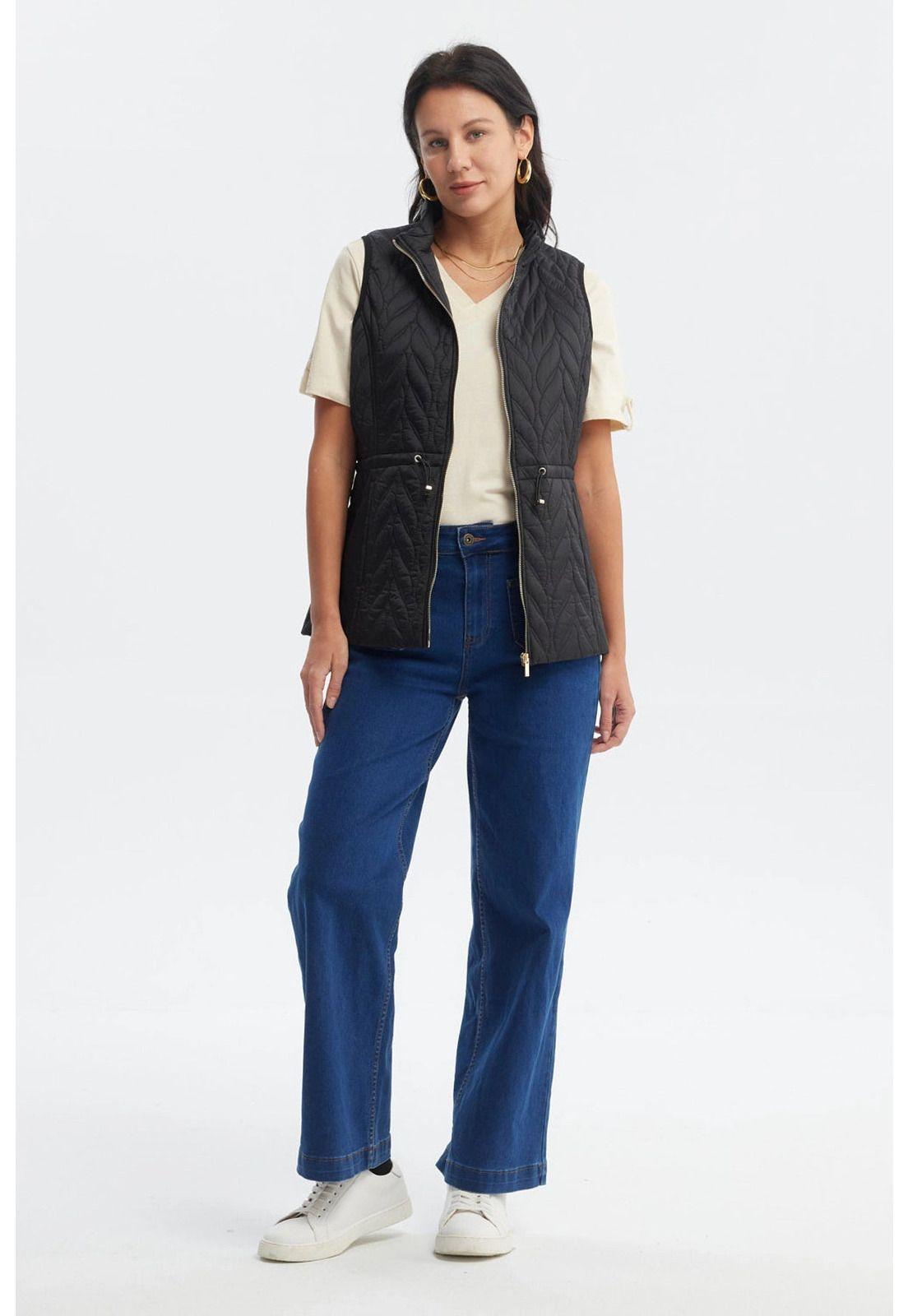 Parka Mujer Con Rombos Negro - ll-3