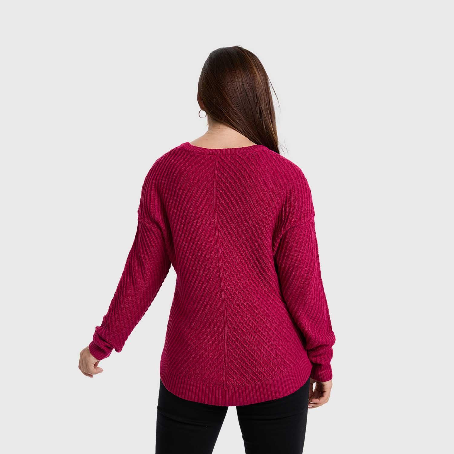 Sweater Mujer Listado Fucsia Oscuro-2