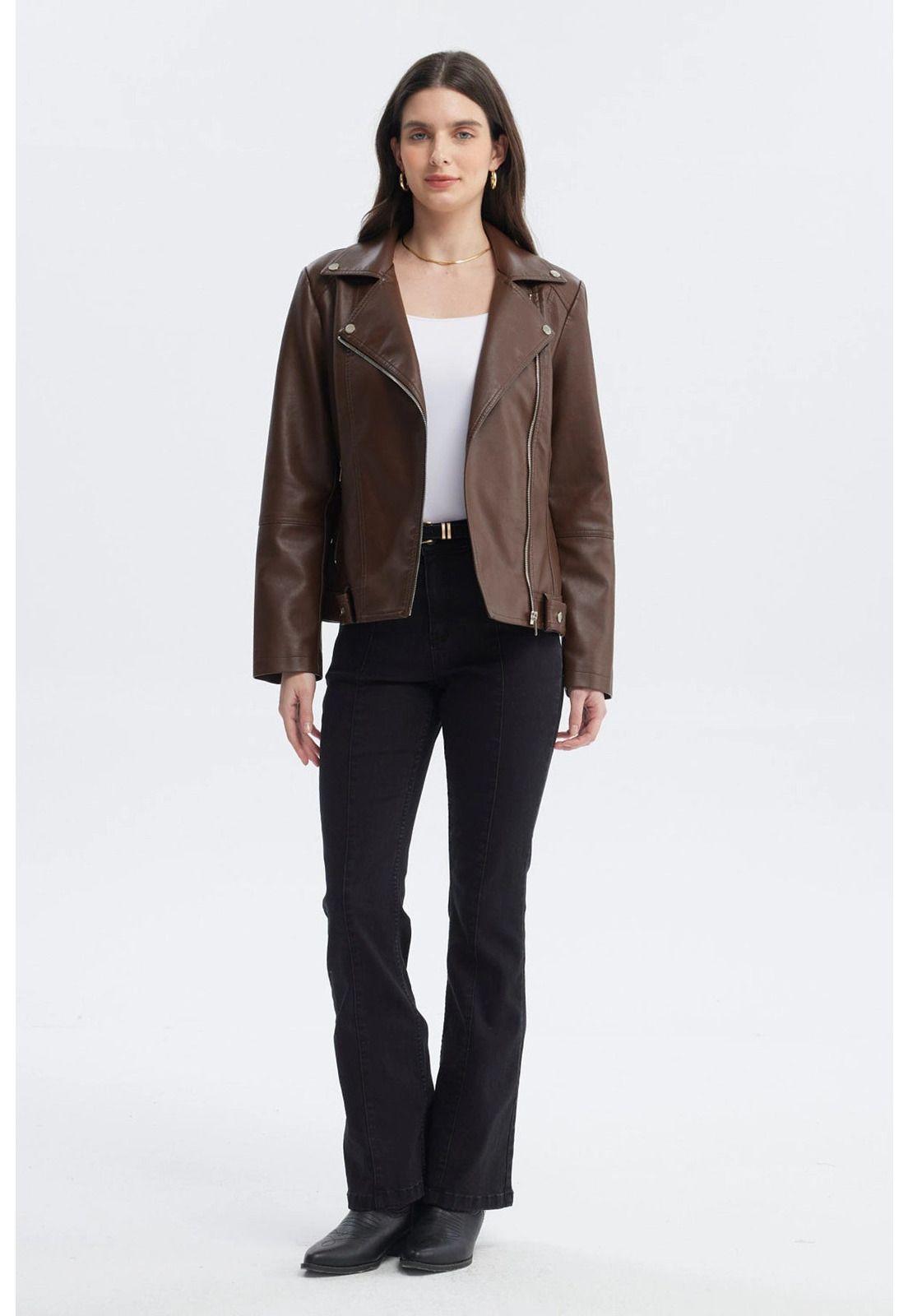 Chaqueta Mujer Cuello Camisero Chocolate-3