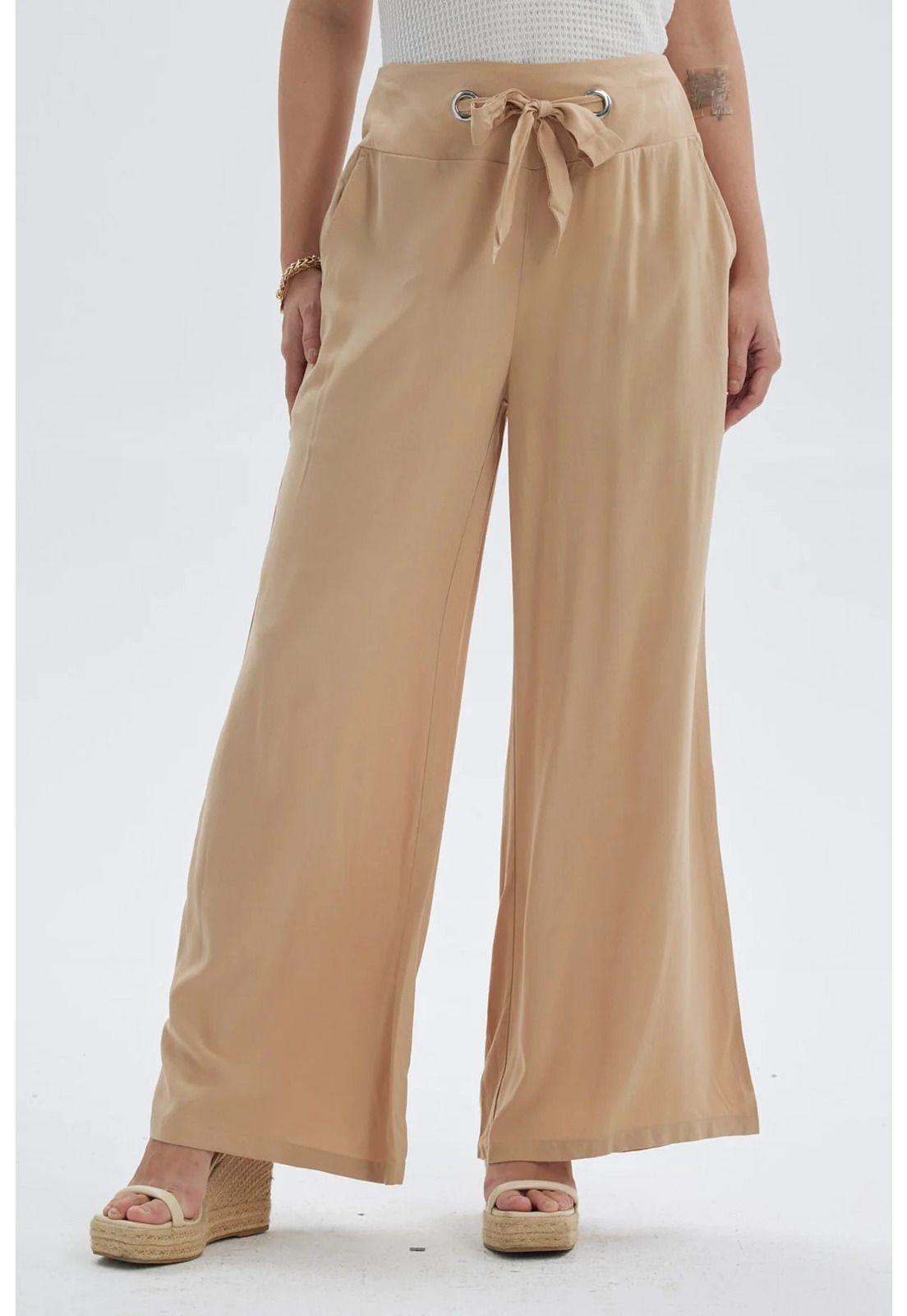 Pantalón Mujer Lazo Con Argolla Camel-0