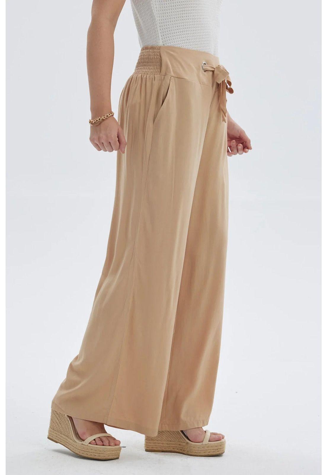 Pantalón Mujer Lazo Con Argolla Camel-1