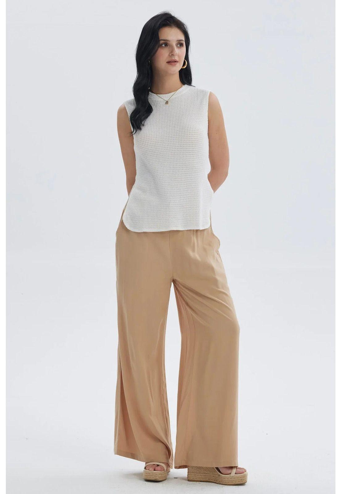 Pantalón Mujer Lazo Con Argolla Camel-3