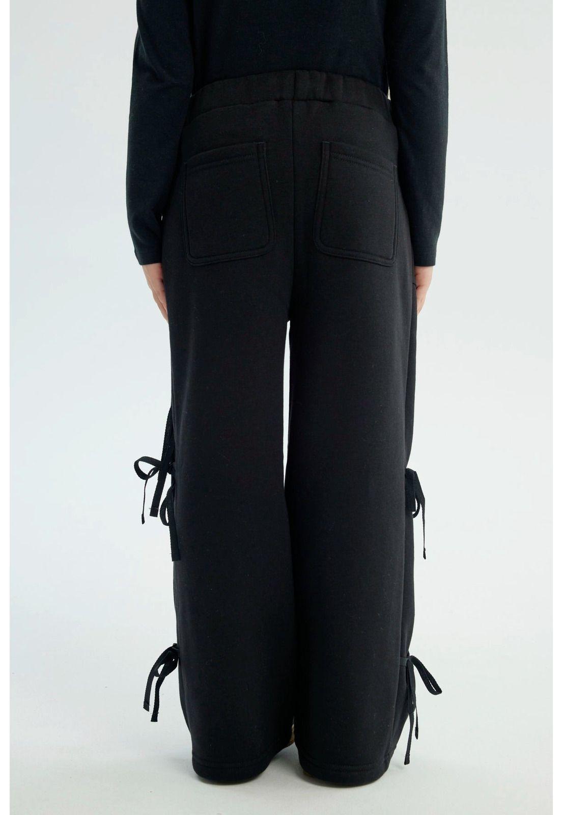 Pantalón Buzo Niña Wide Leg Negro - Vll-2