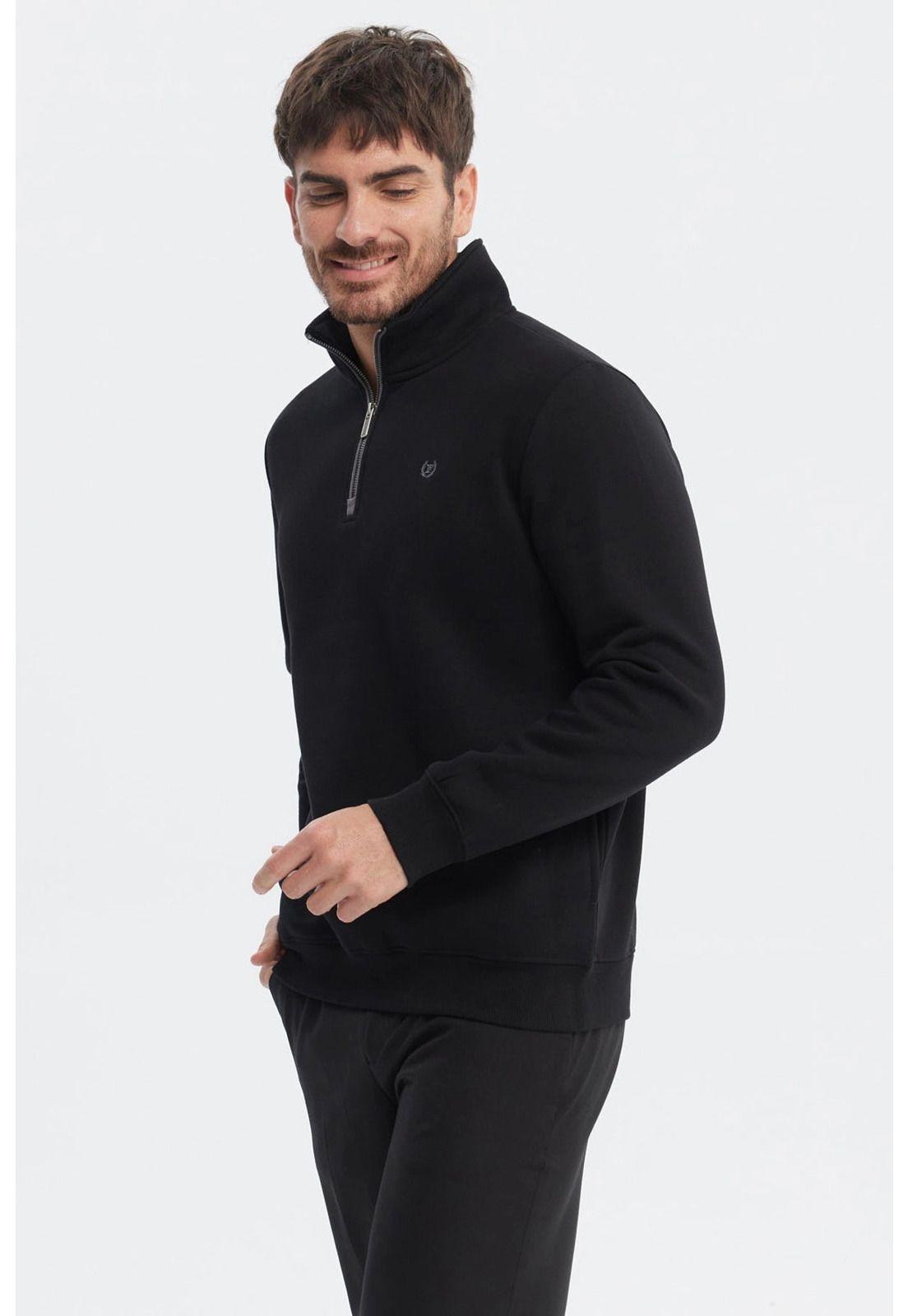Polerón Hombre Slim Half Zipper Negro-1