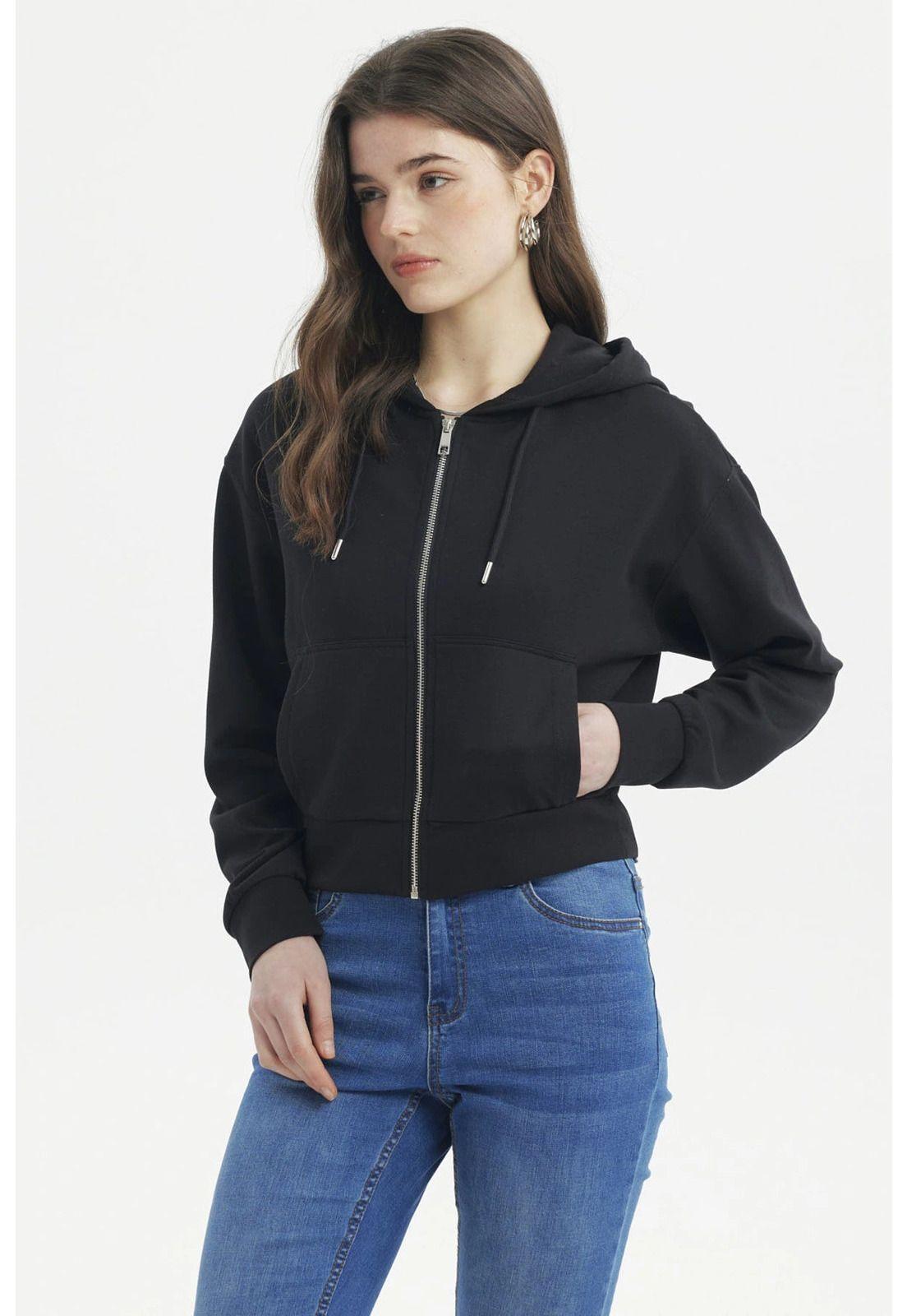 Polerón Mujer Slim Negro - ll-1