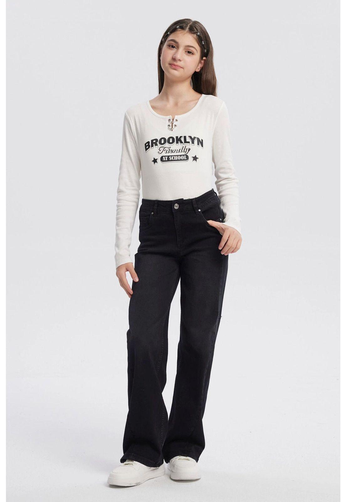 Jeans Niña Wide Leg Negro - ll-3