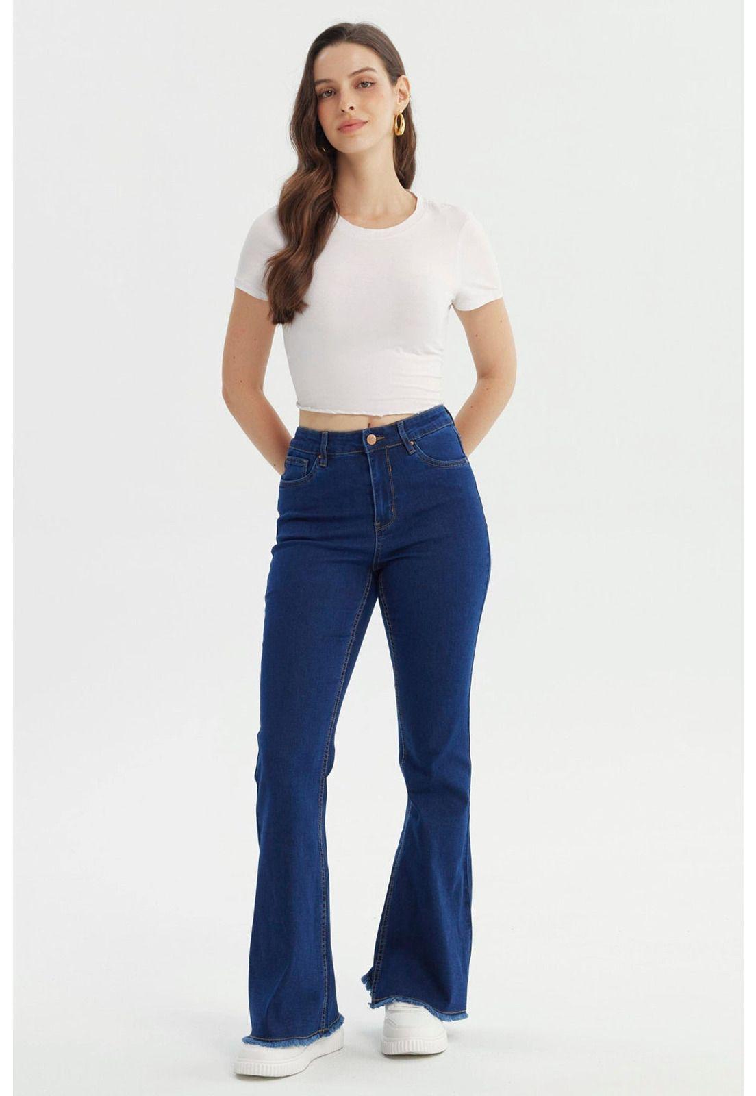 Jeans Mujer Flare Azul Oscuro - Vl-3