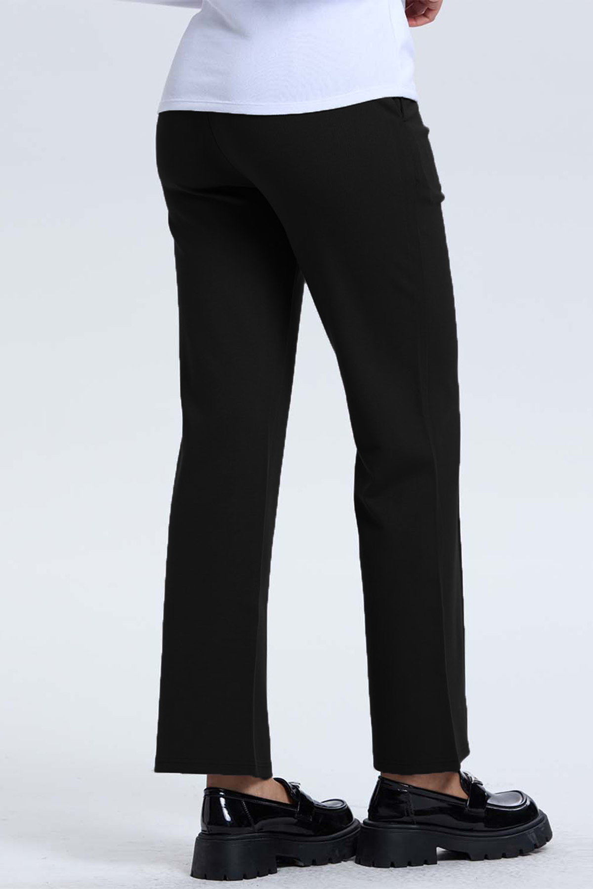 Pantalón Mujer Aplicación Hebilla Negro-2