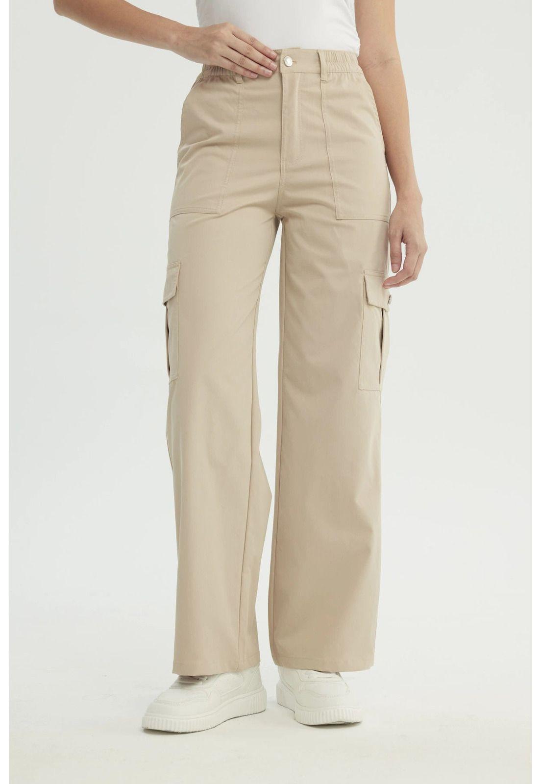 Pantalón Mujer Wide Leg Beige - Vll-0